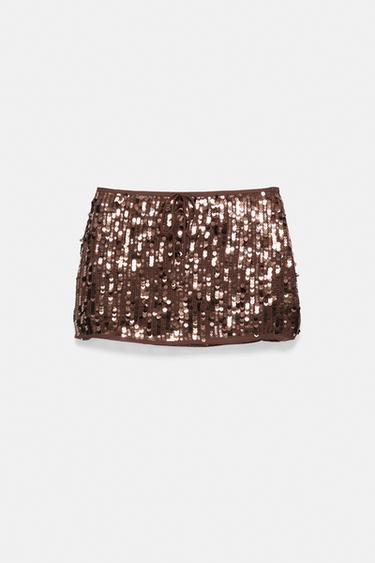 Sequin mini skirt — Brown 6