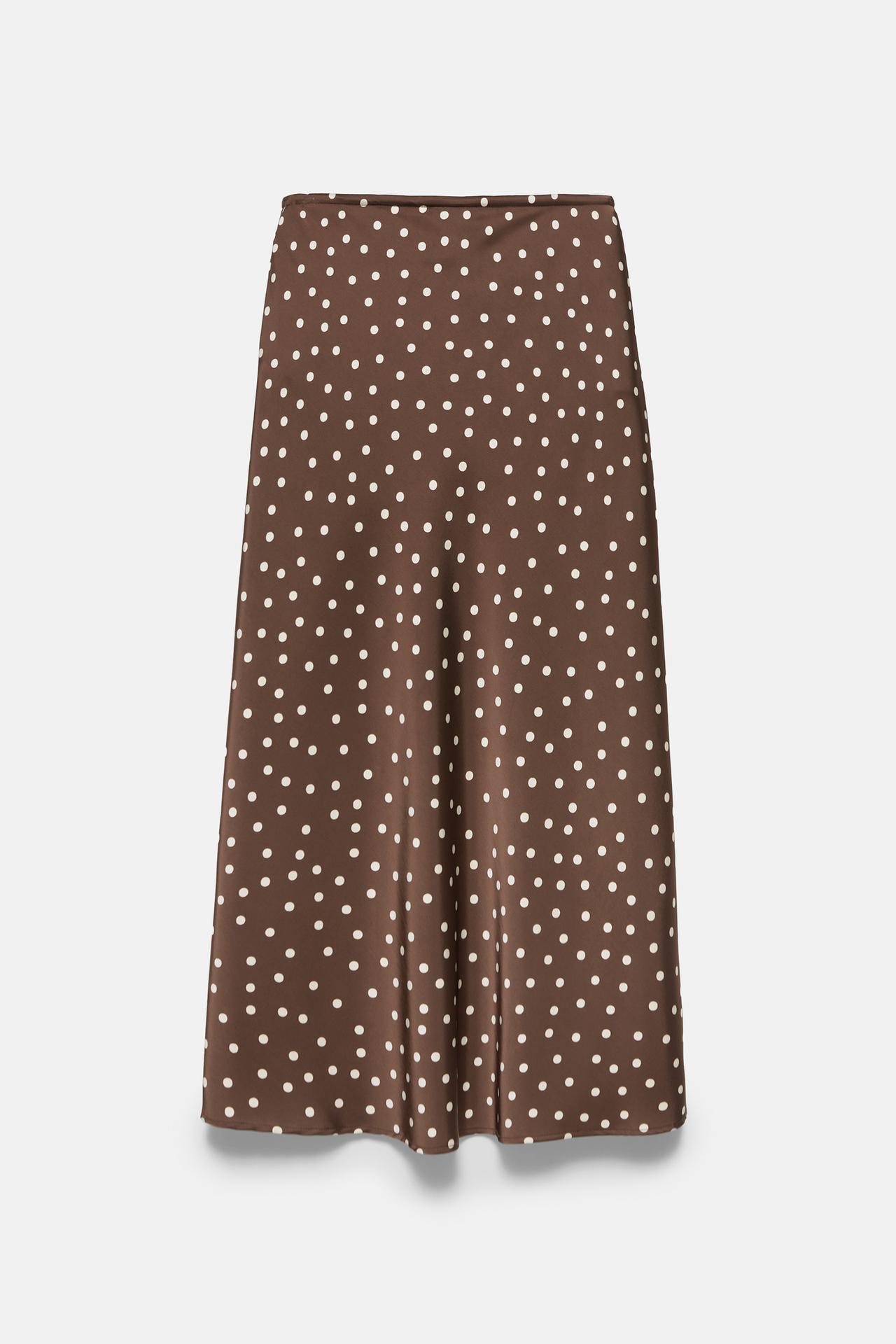 Satin drawstring midi skirt — Print 1