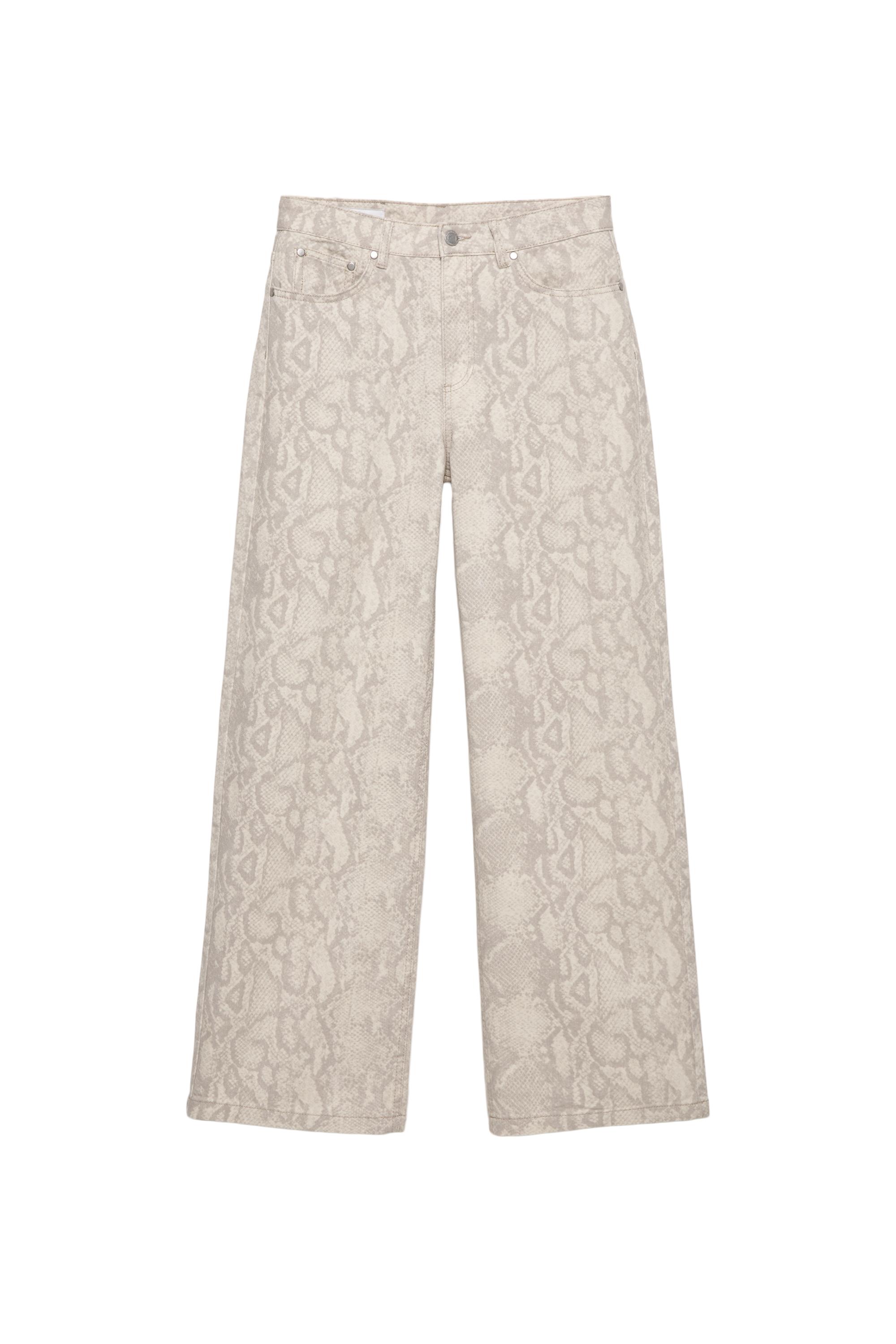 Snakeskin print straight-leg jeans