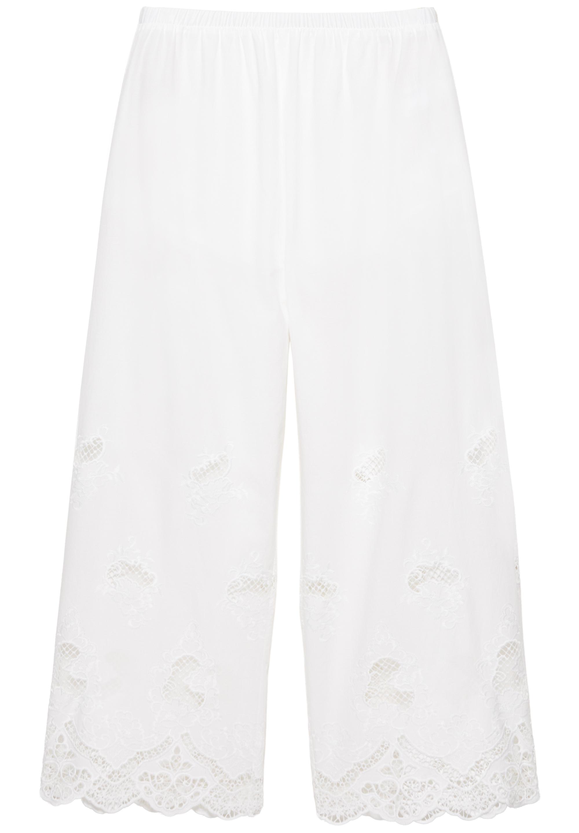 White trousers with Swiss embroidery — White