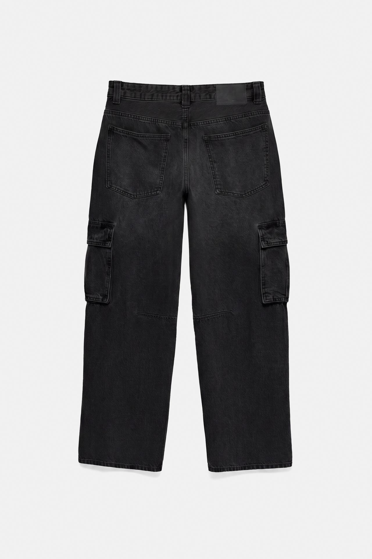 Relaxed cargo jeans — Faded black