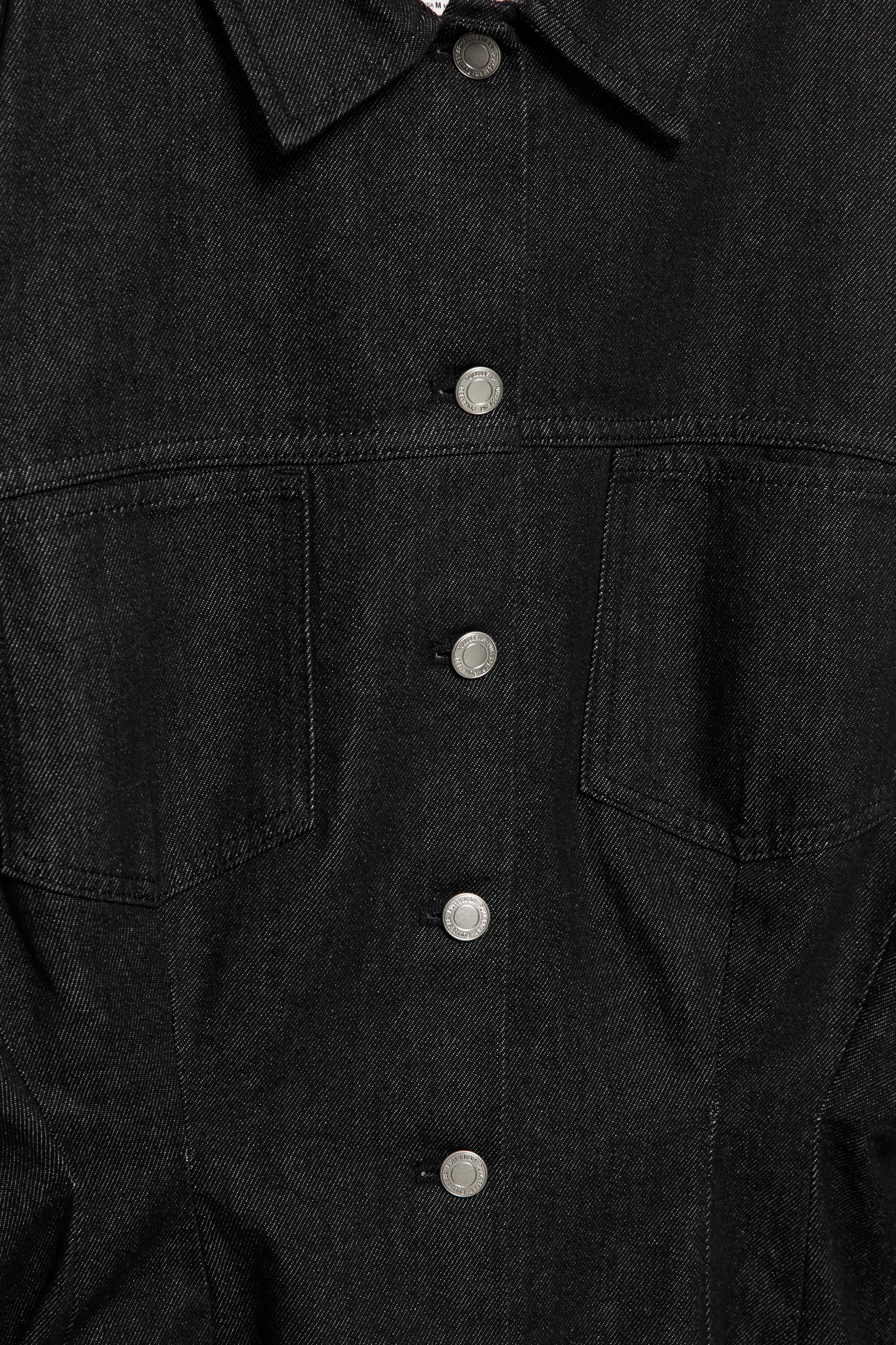 Fitted denim shirt with pleats — Black