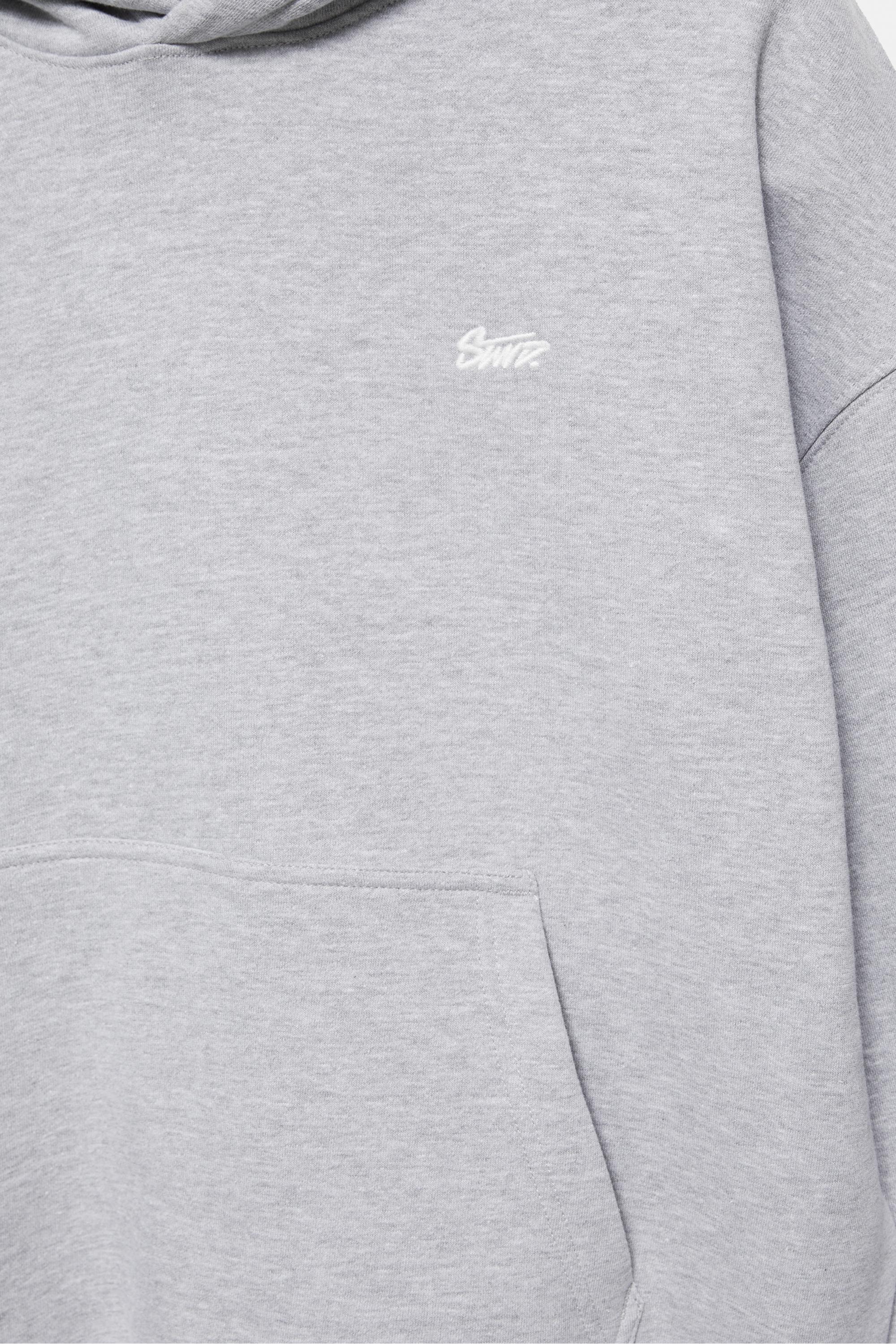 STWD logo boxy hoodie — Grey marl (alternate view)