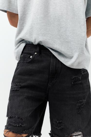 Straight-leg denim Bermuda shorts — Faded black 3