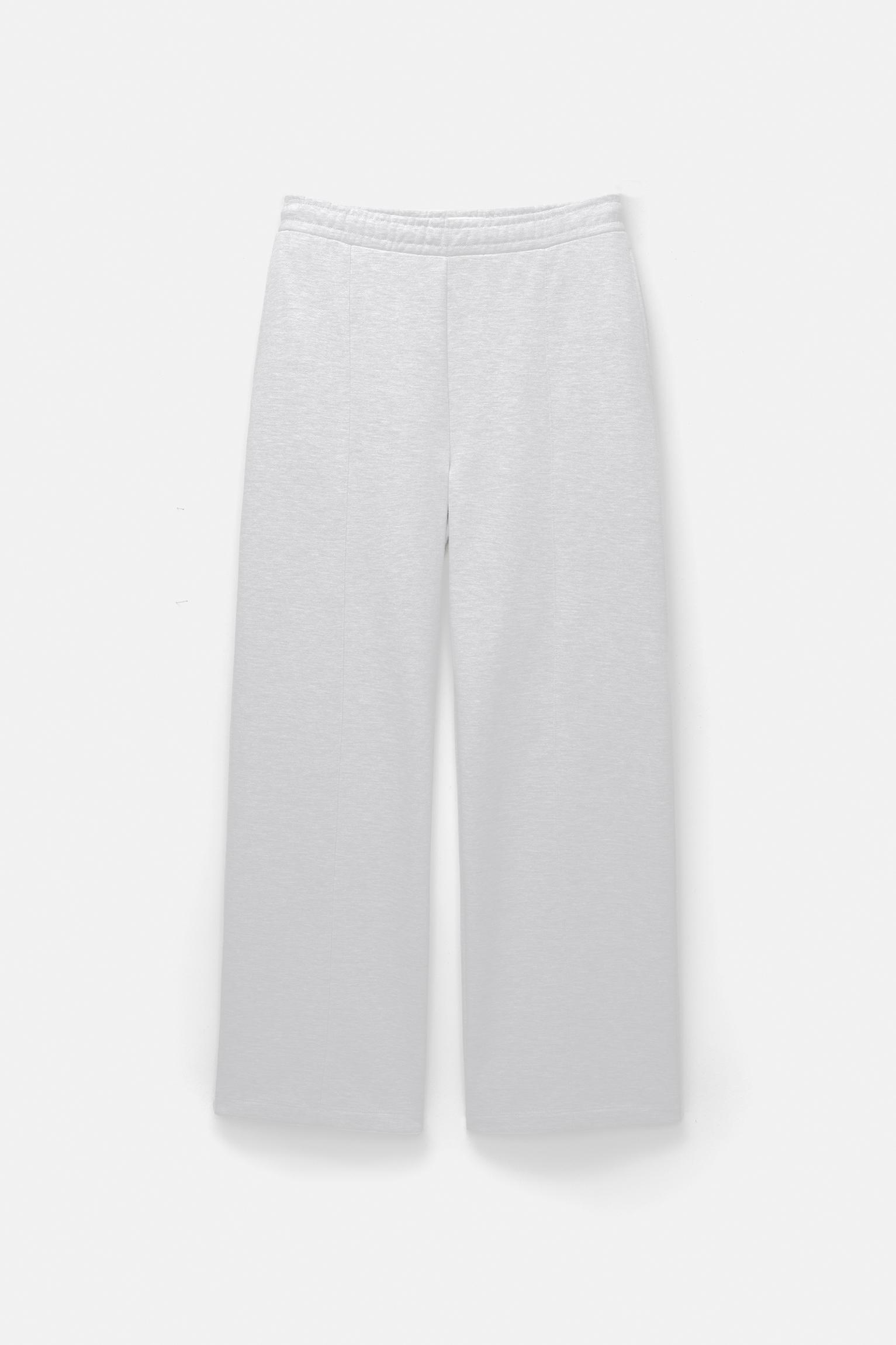 Wide-leg seam detail sweatpants — Grey marl