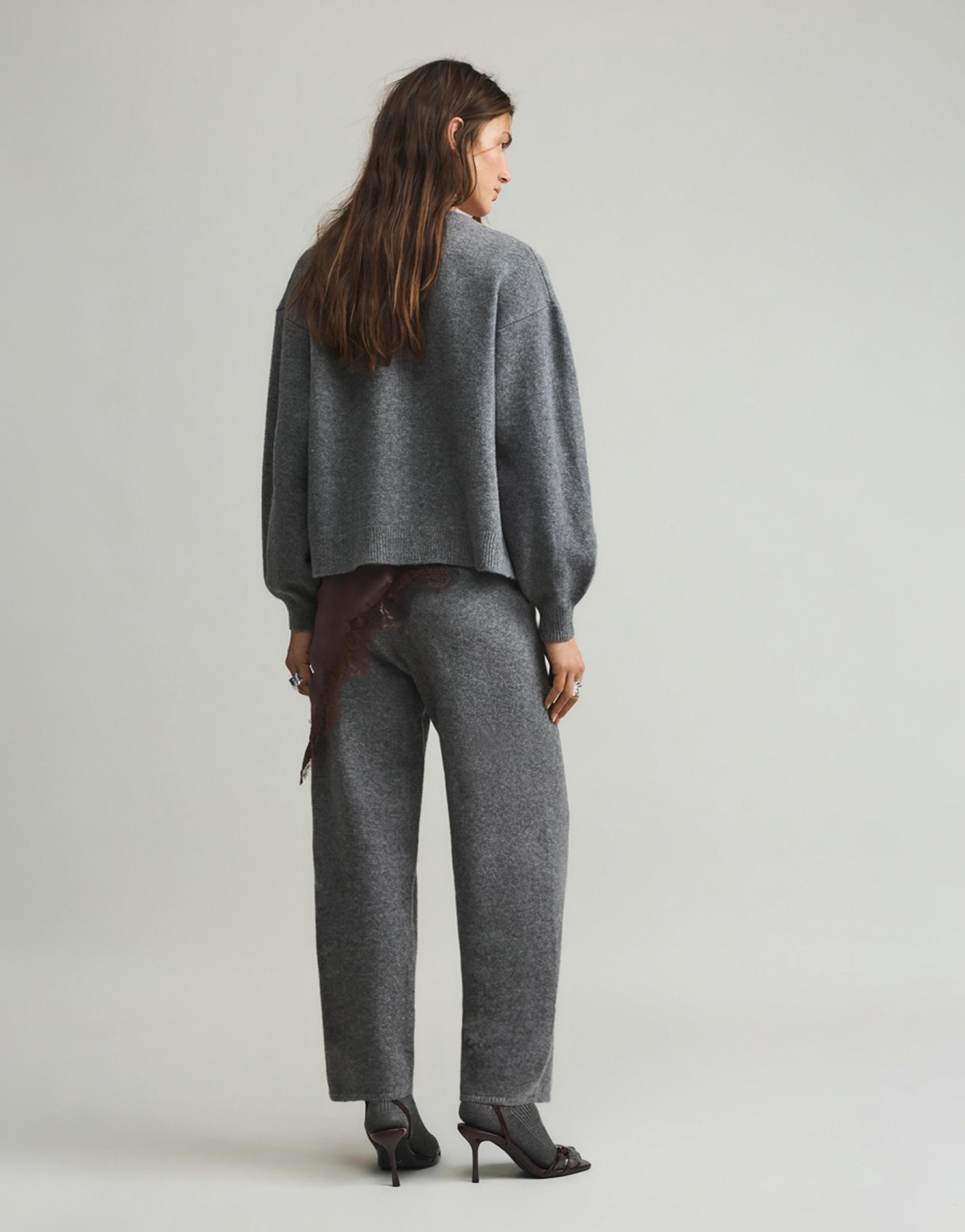 Knit barrel pants — Medium grey