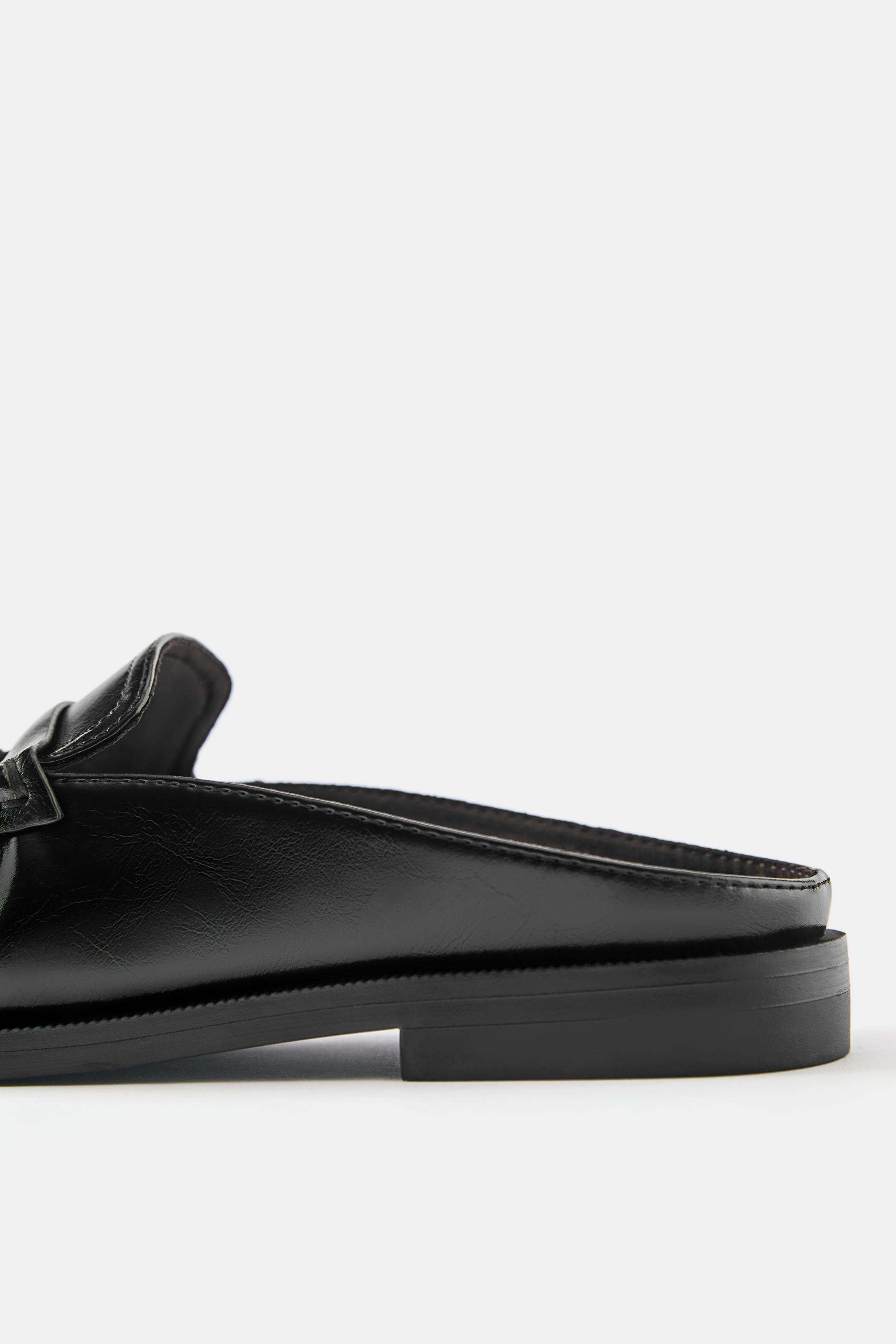 Gathered slingback loafers — Black