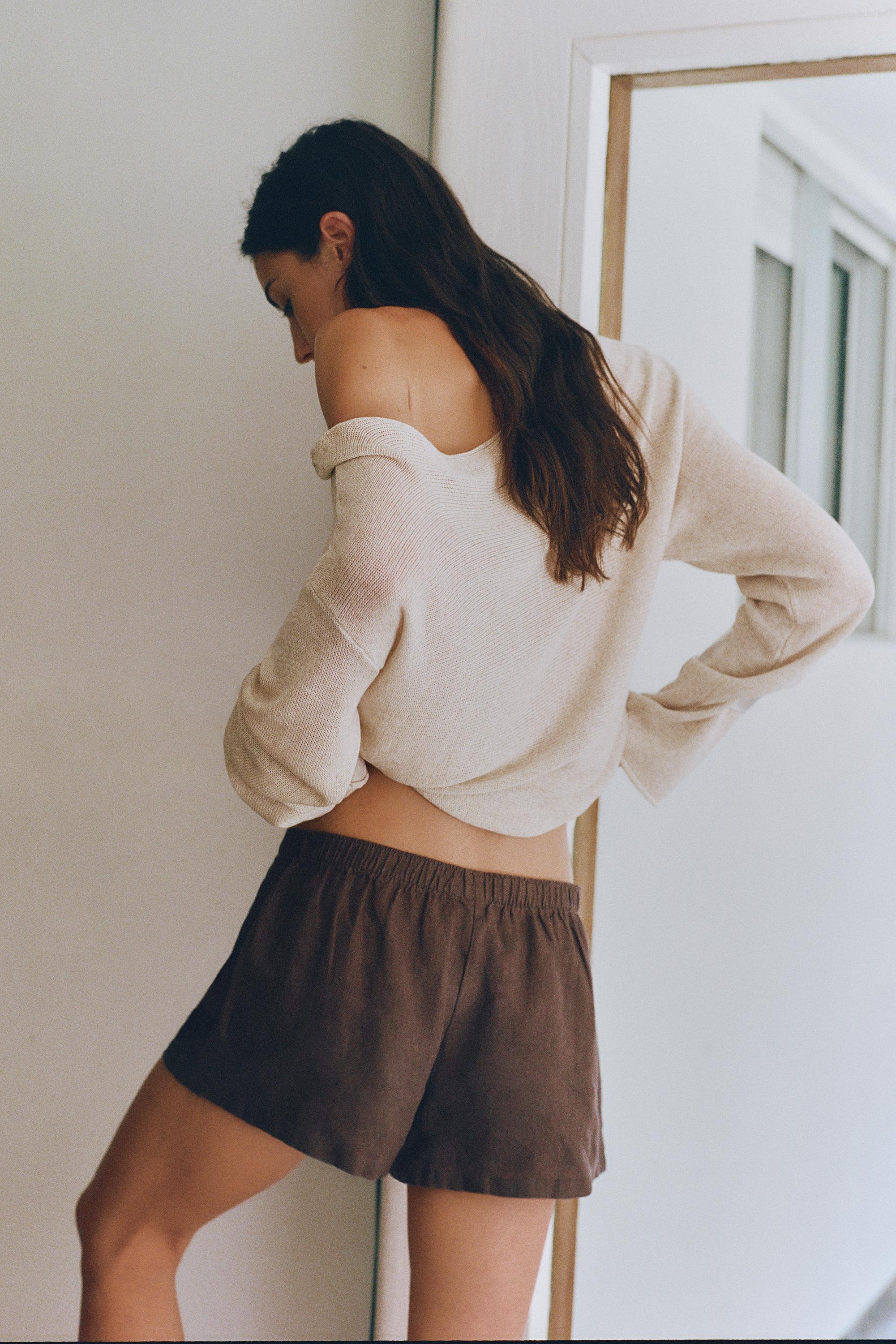100% Linen Shorts — Taupe