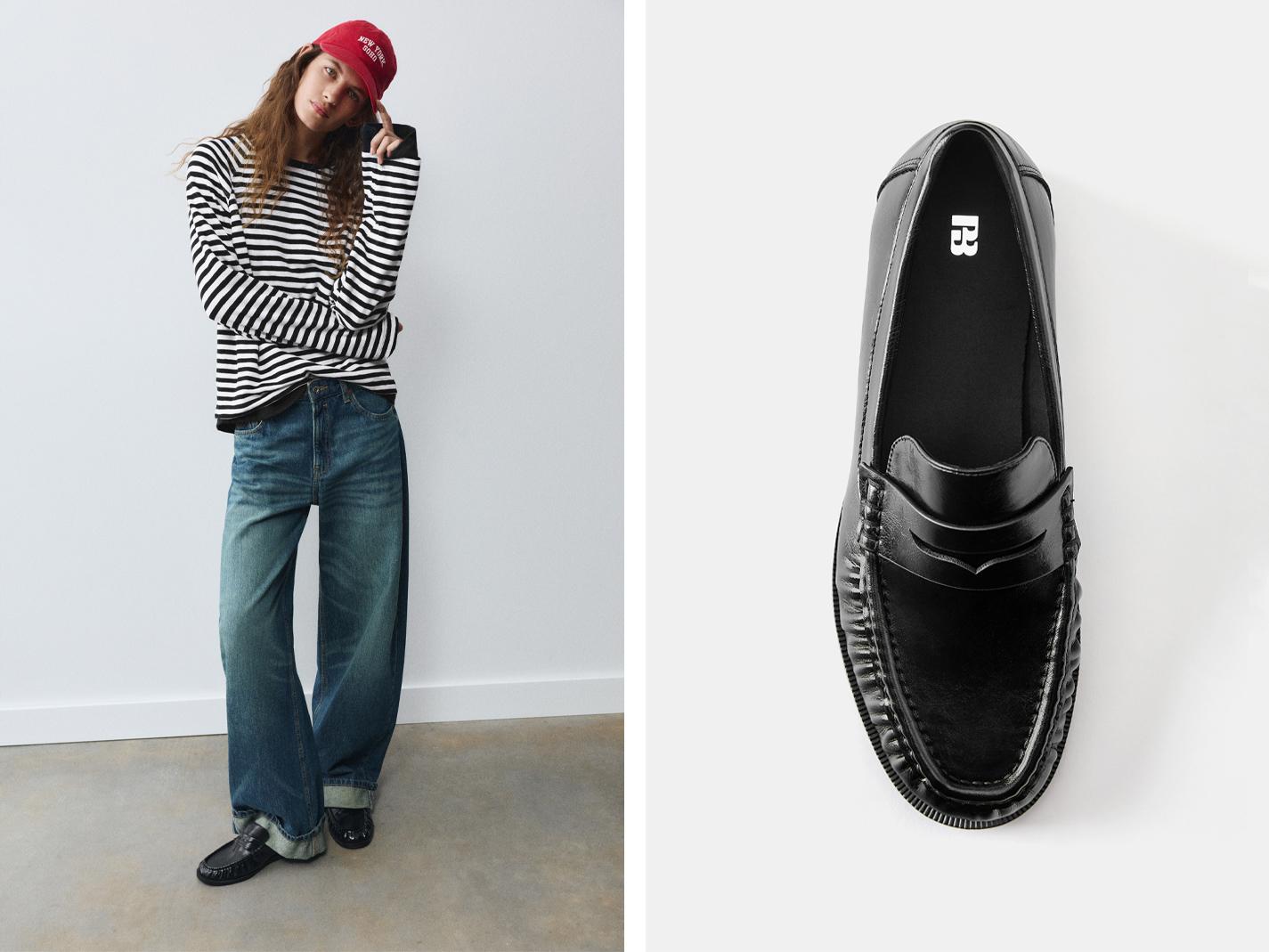 Ruched loafers — Black