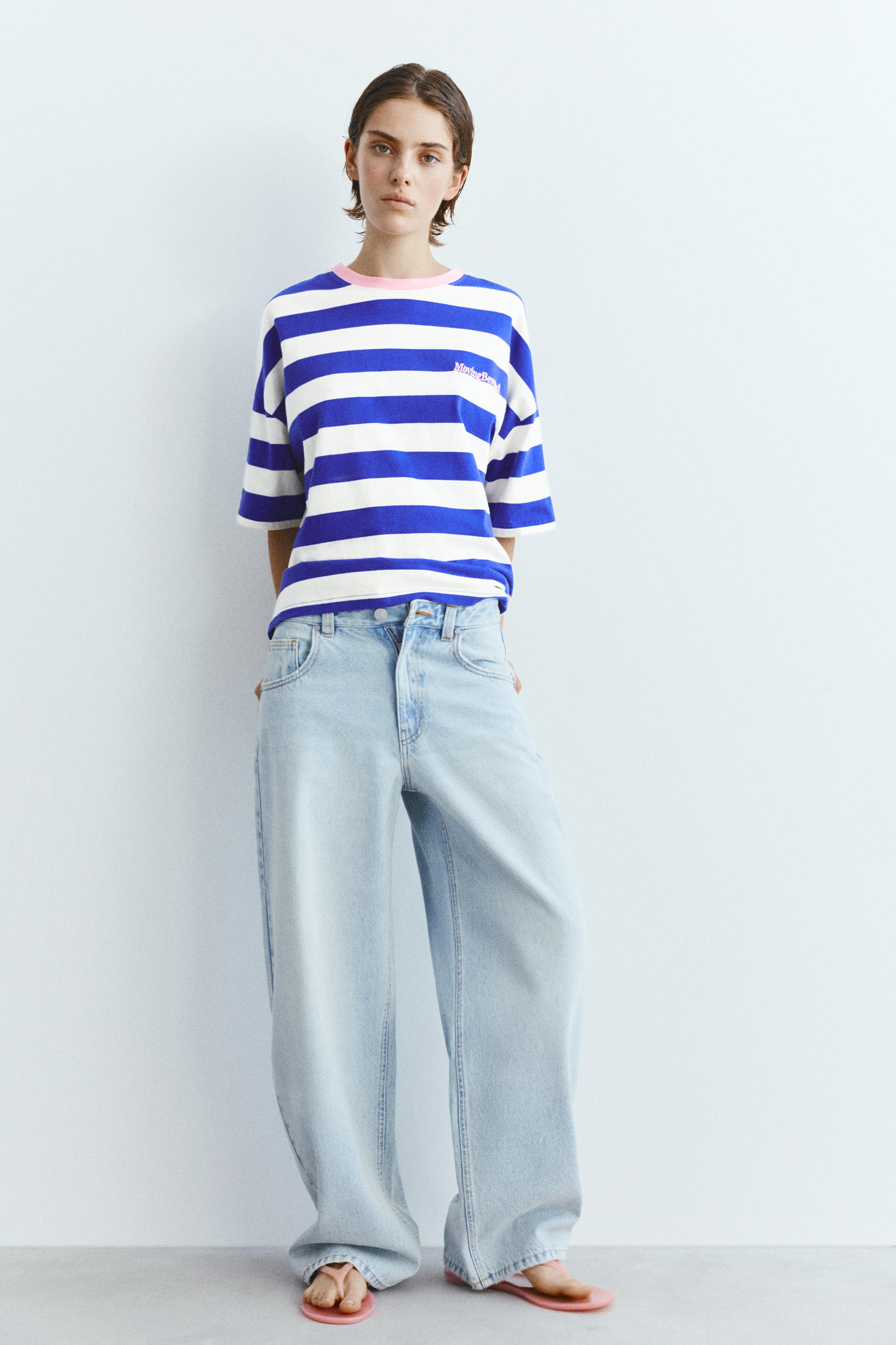 Blue striped T-shirt — Deep blue