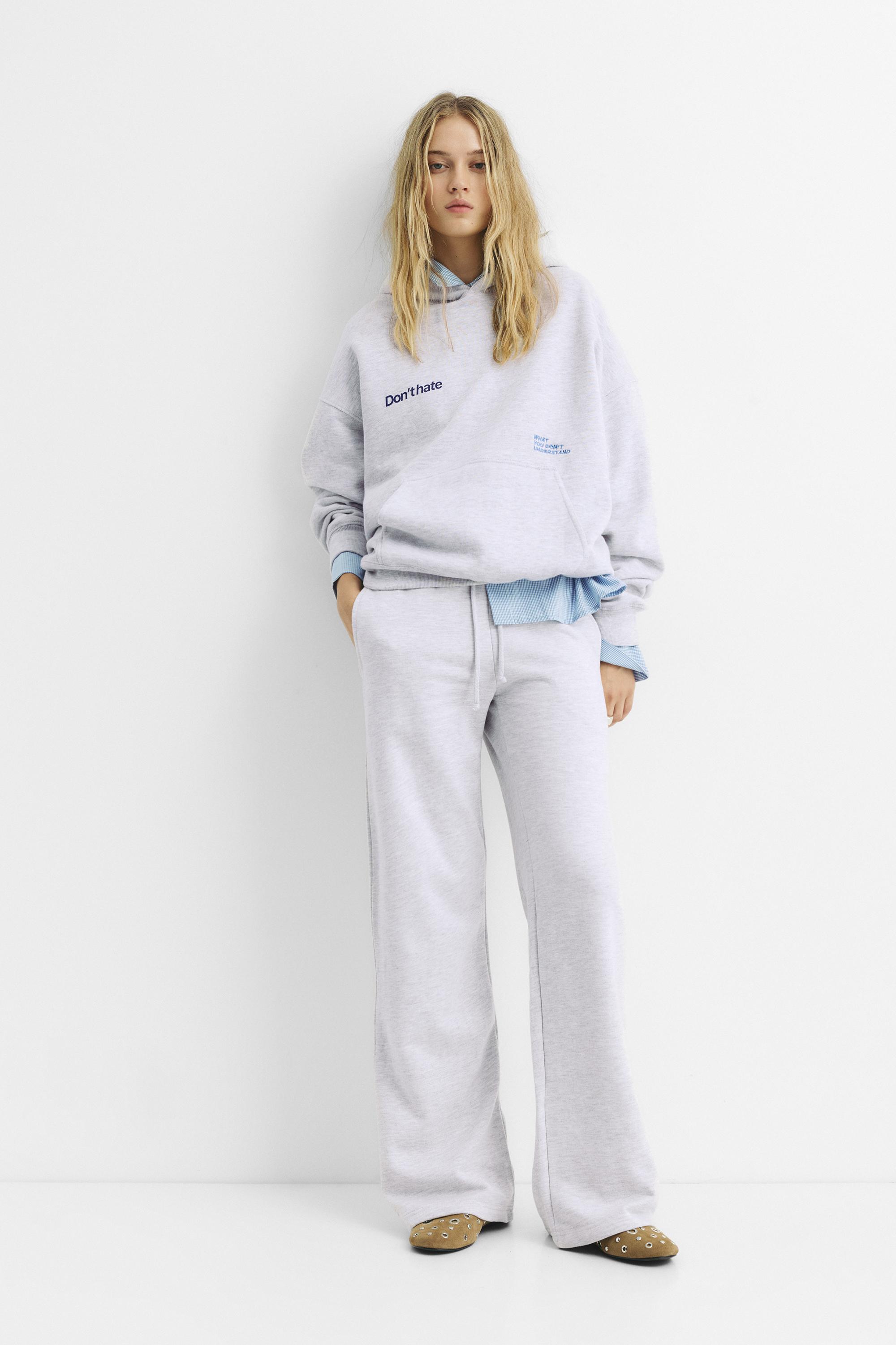 Wide-leg tracksuit bottoms — Grey marl