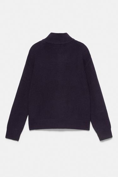 Embroidered zip cardigan — Dark blue 7