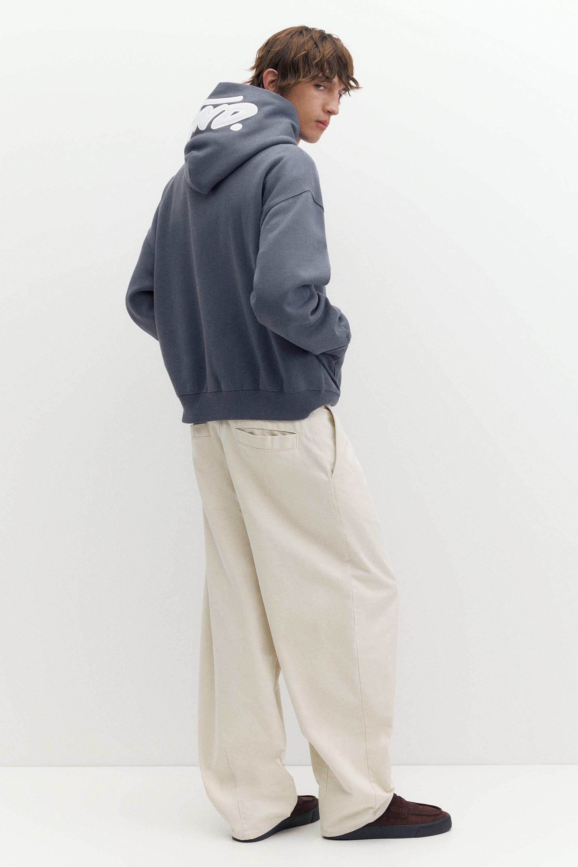 STWD boxy-fit logo hoodie — Grey blue