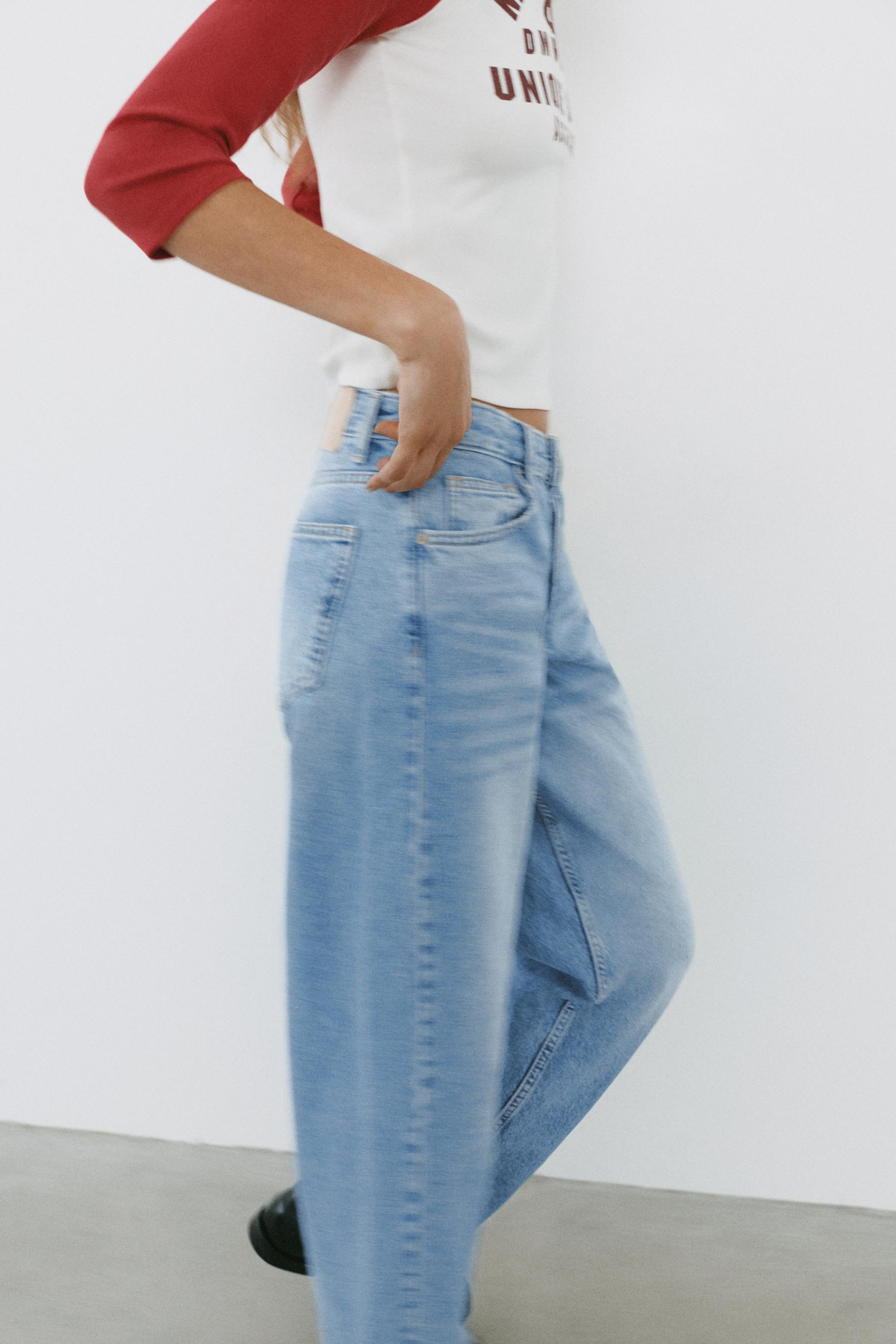 Low-rise barrel jeans — Medium blue
