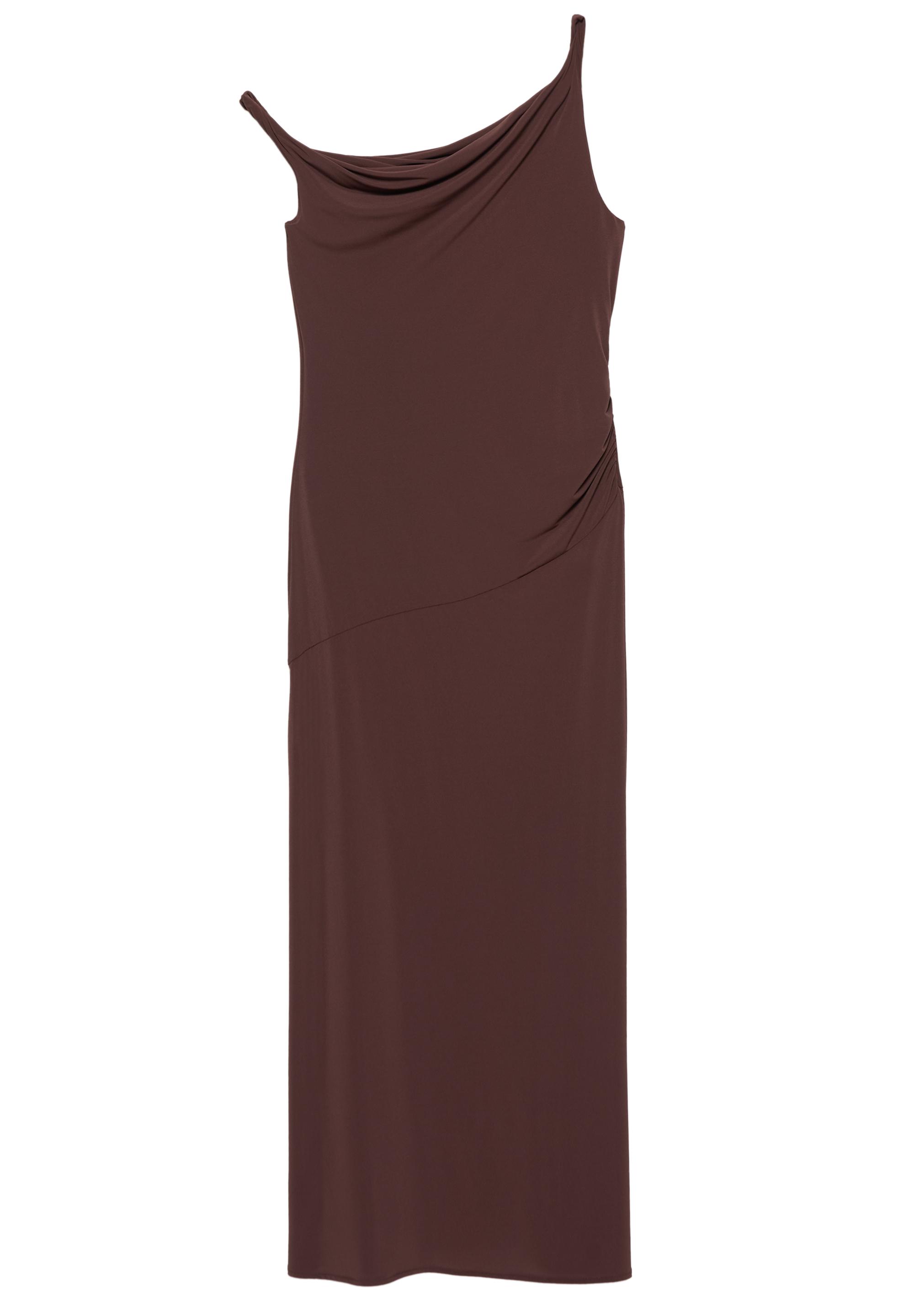 Asymmetric midi dress — Brown