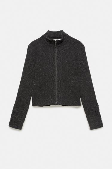 100% wool cardigan — Charcoal marl 6