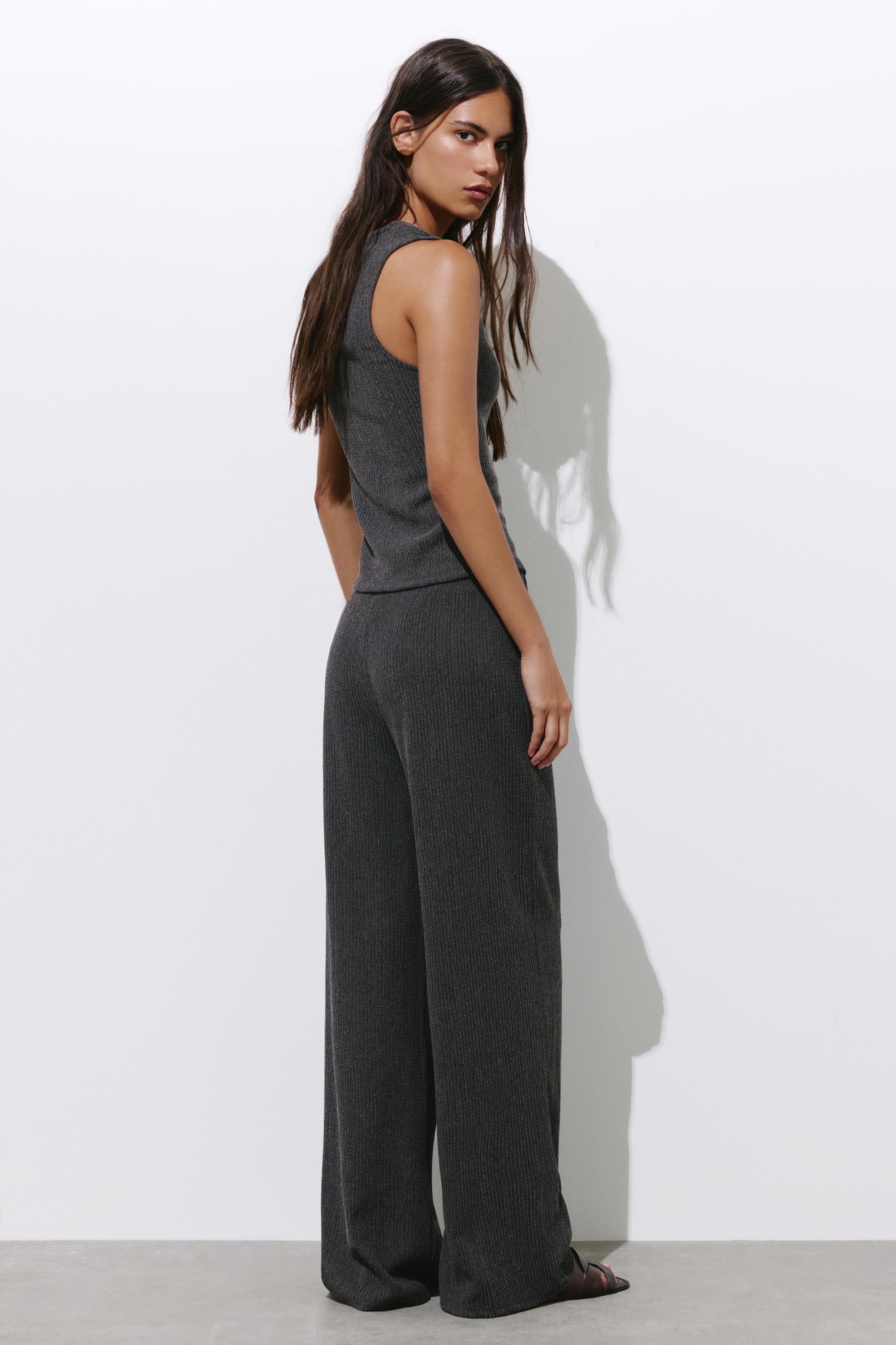 Wide-leg crepe trousers — Anthracite grey
