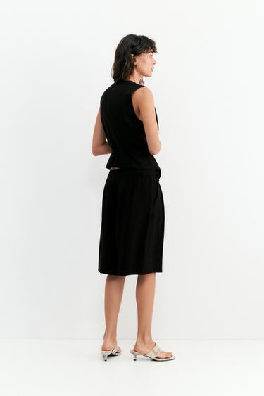 Rustic linen-blend waistcoat — Black 3