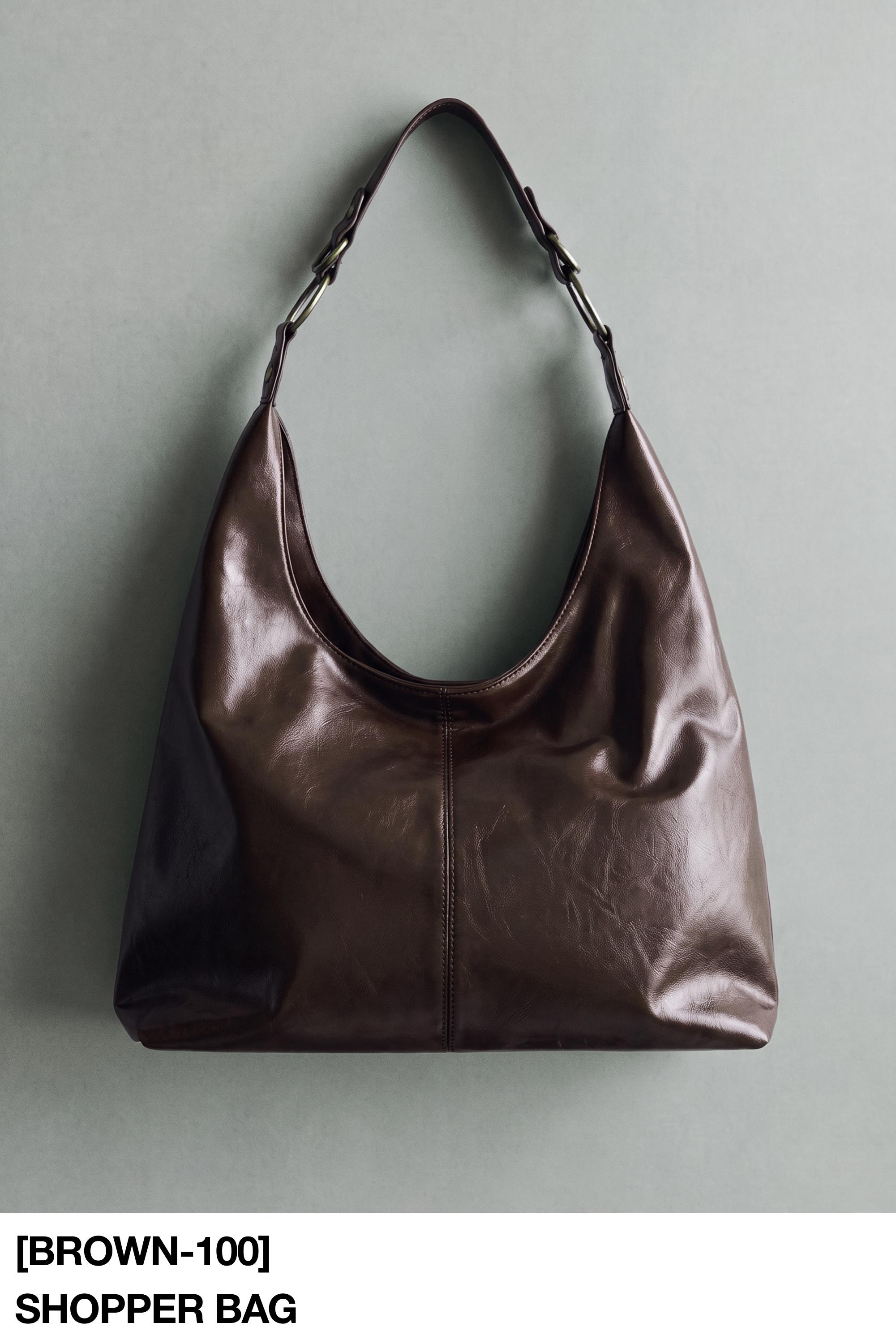 Worn-effect shopper bag — Brown