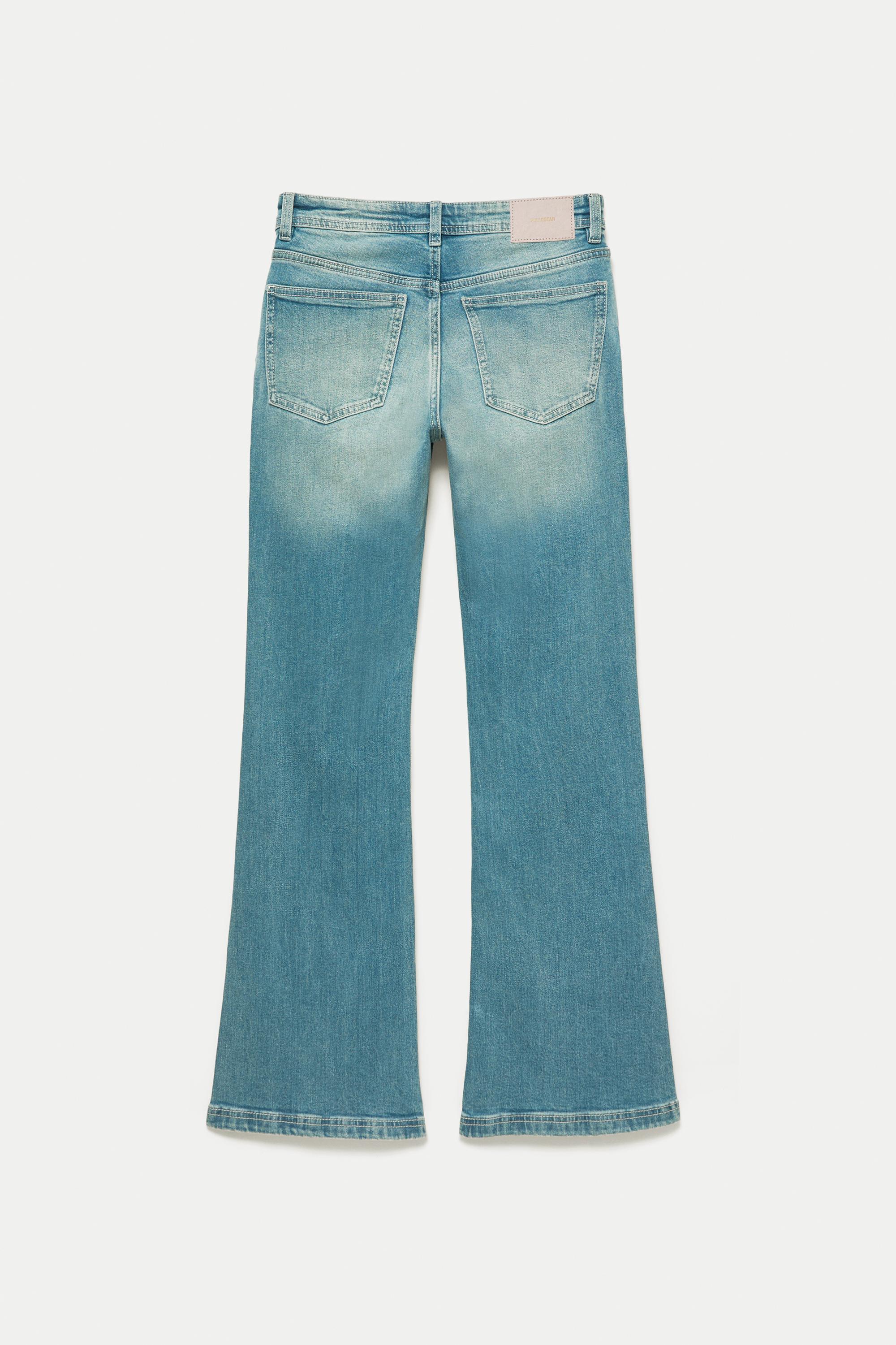 Rhinestone boot-cut jeans — Greenish blue