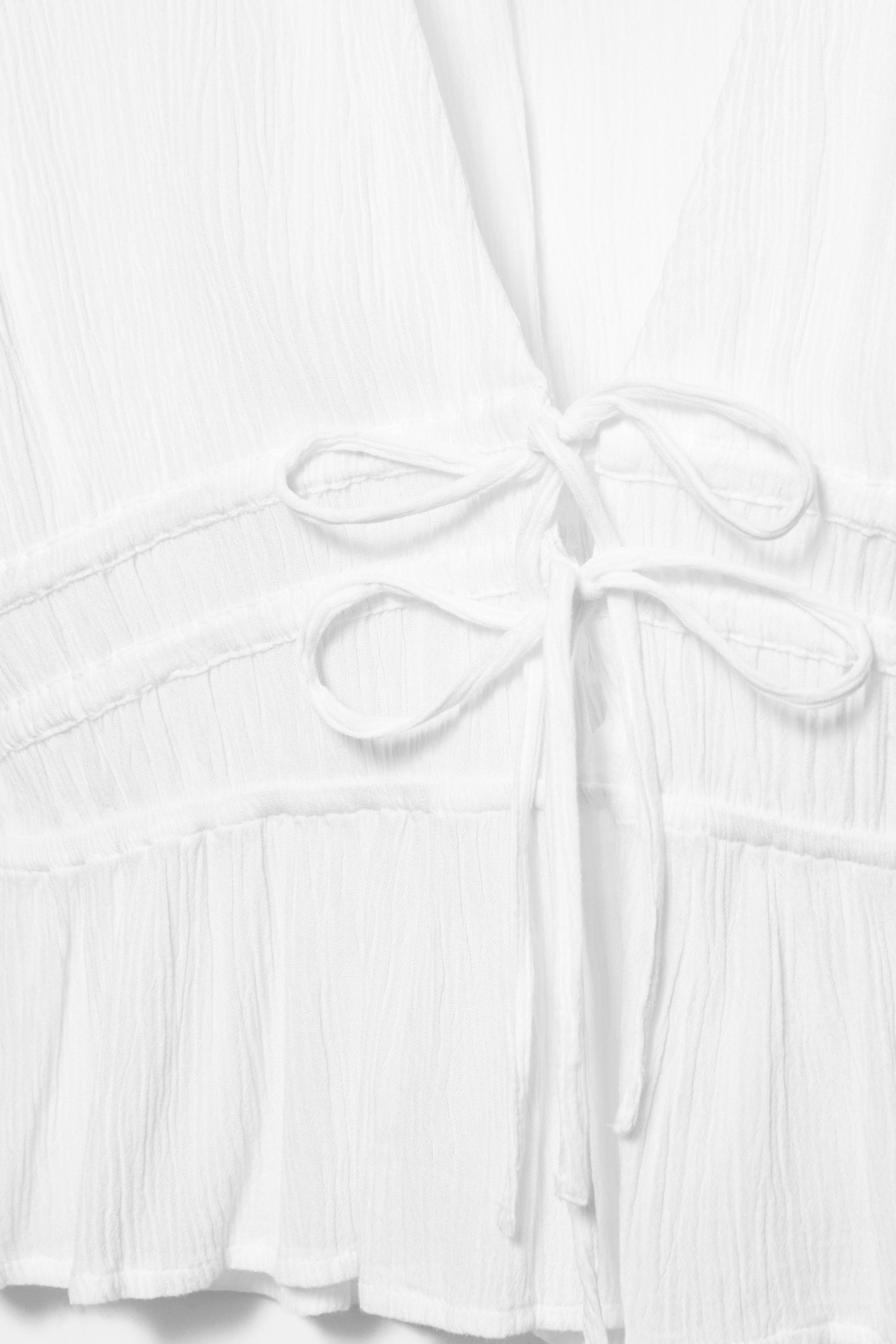 Crepe top with ties — White
