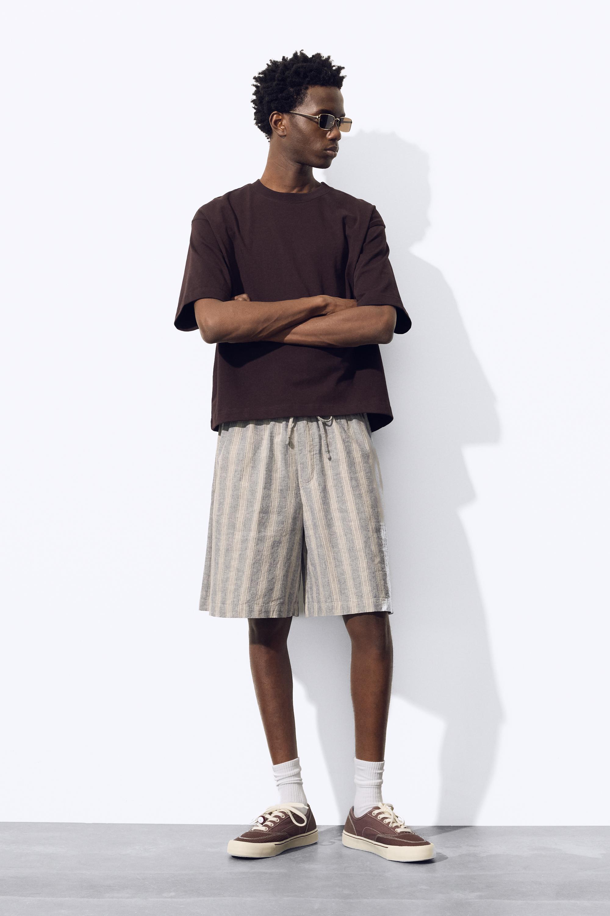 Keten jogger bermuda şort - Görsel 17