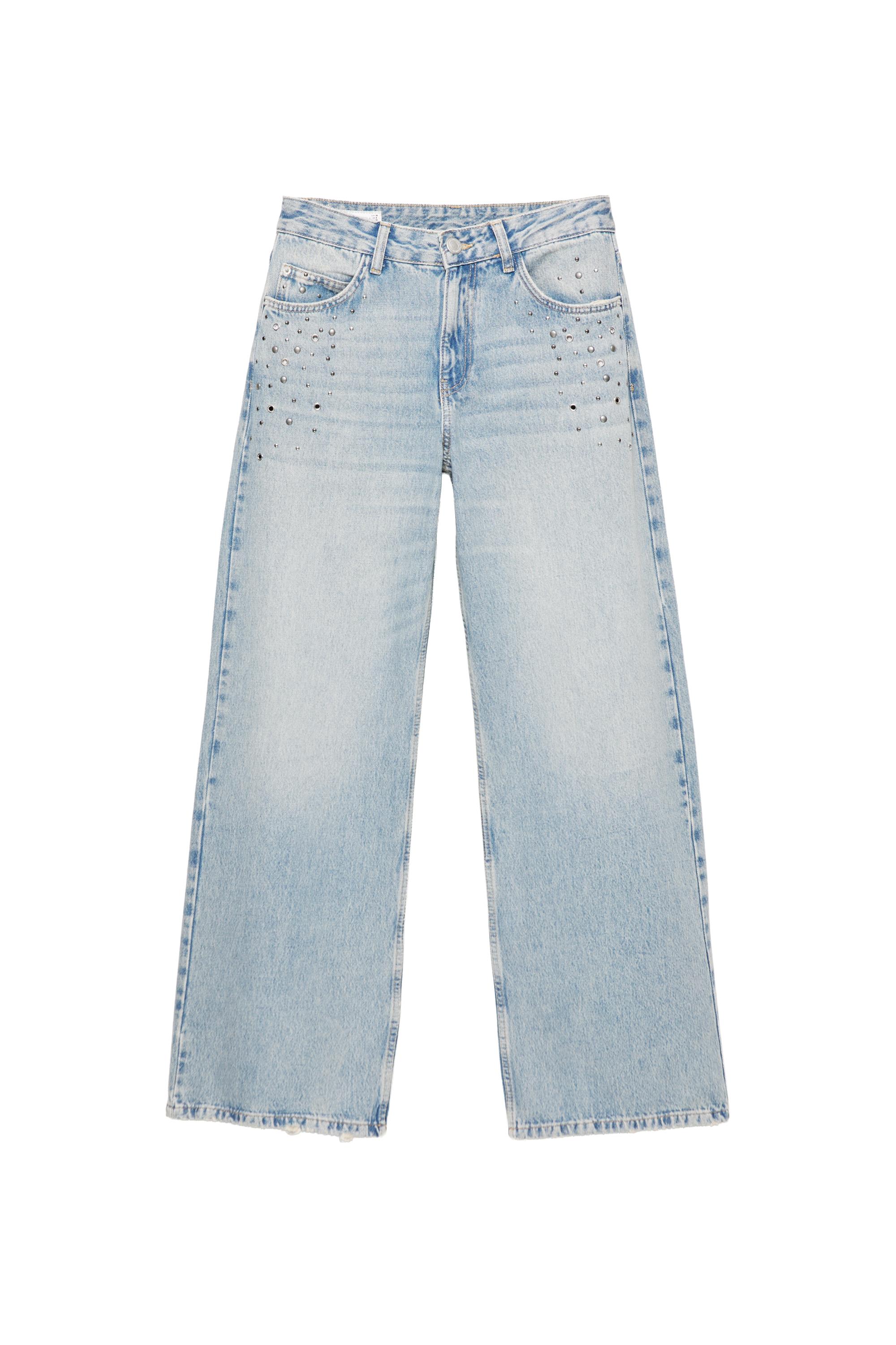 Pull&Bear Kuşgözü detaylı baggy jean görsel 2
