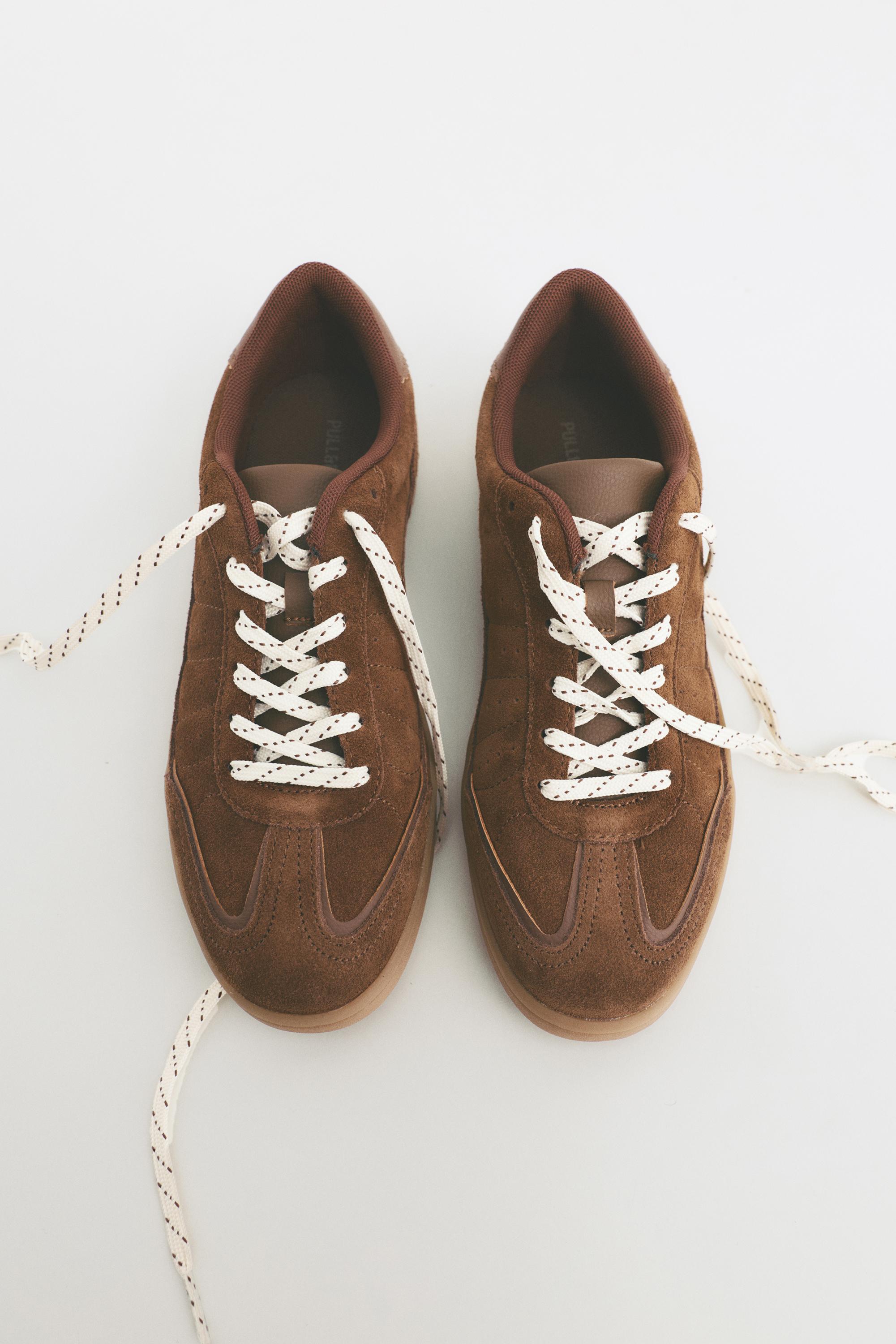 Split leather sneakers — Brown