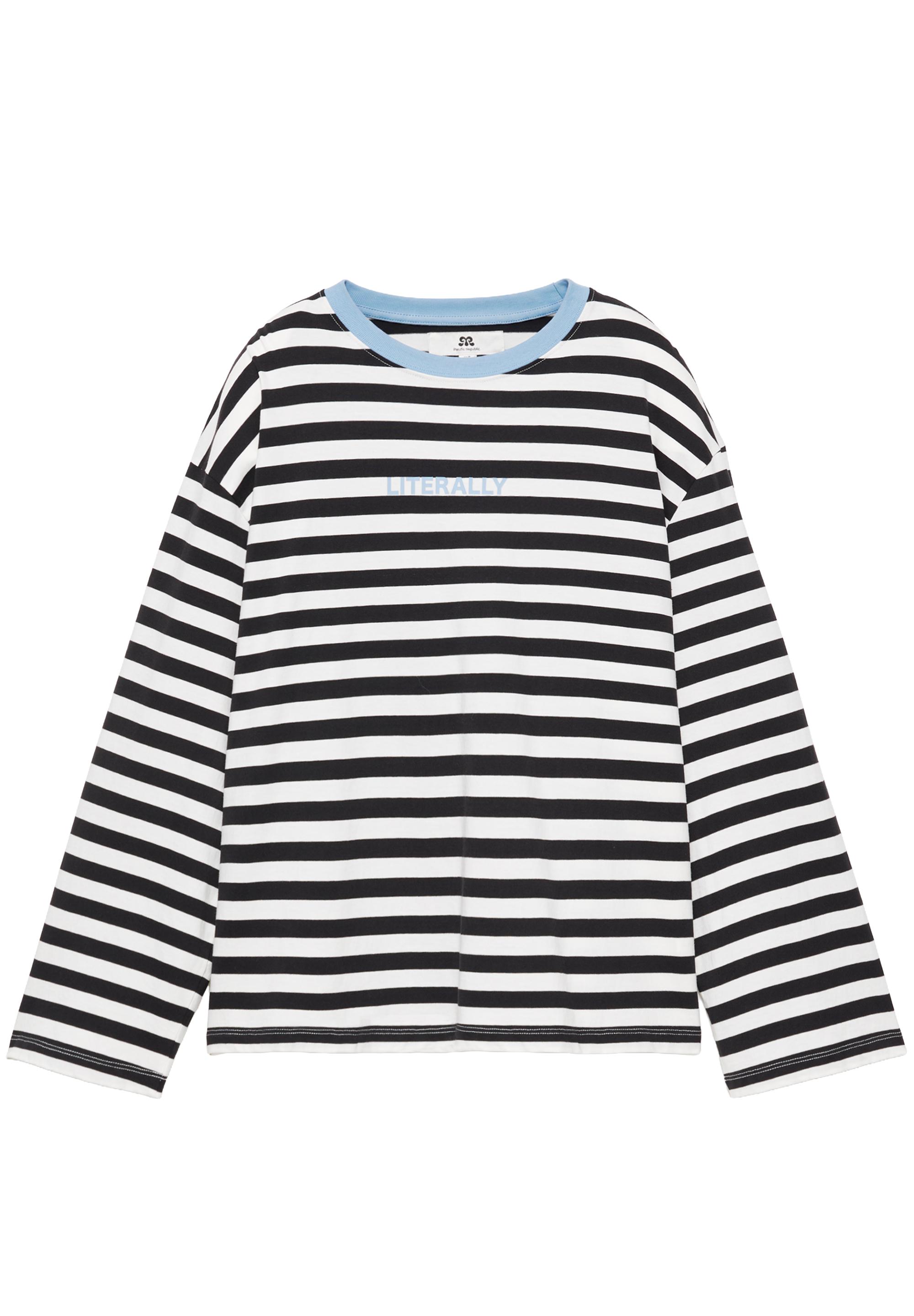 Oversize striped T-shirt — Black