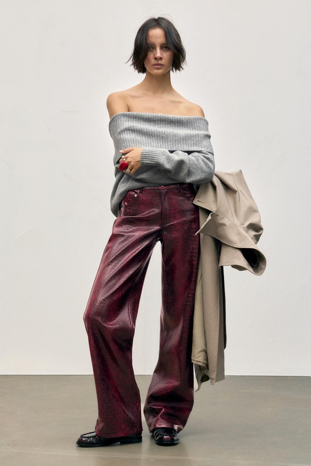 Pantalón recto efecto piel cocodrilo PULL&BEAR - Main Image