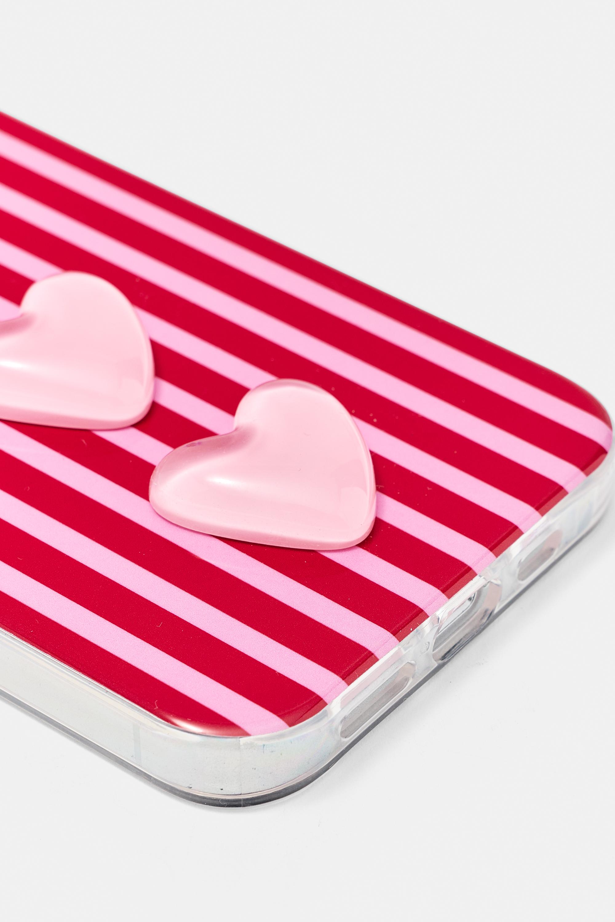 Striped heart iPhone case — Pink