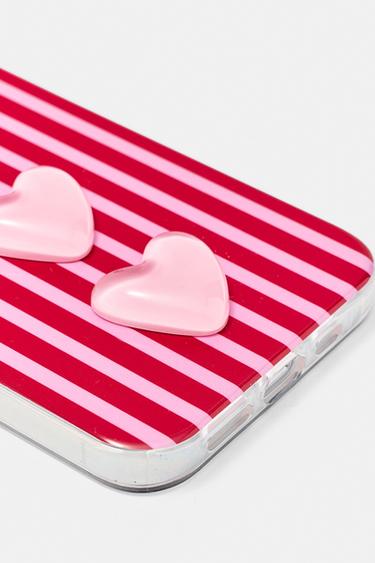 Striped heart iPhone case — Pink 4
