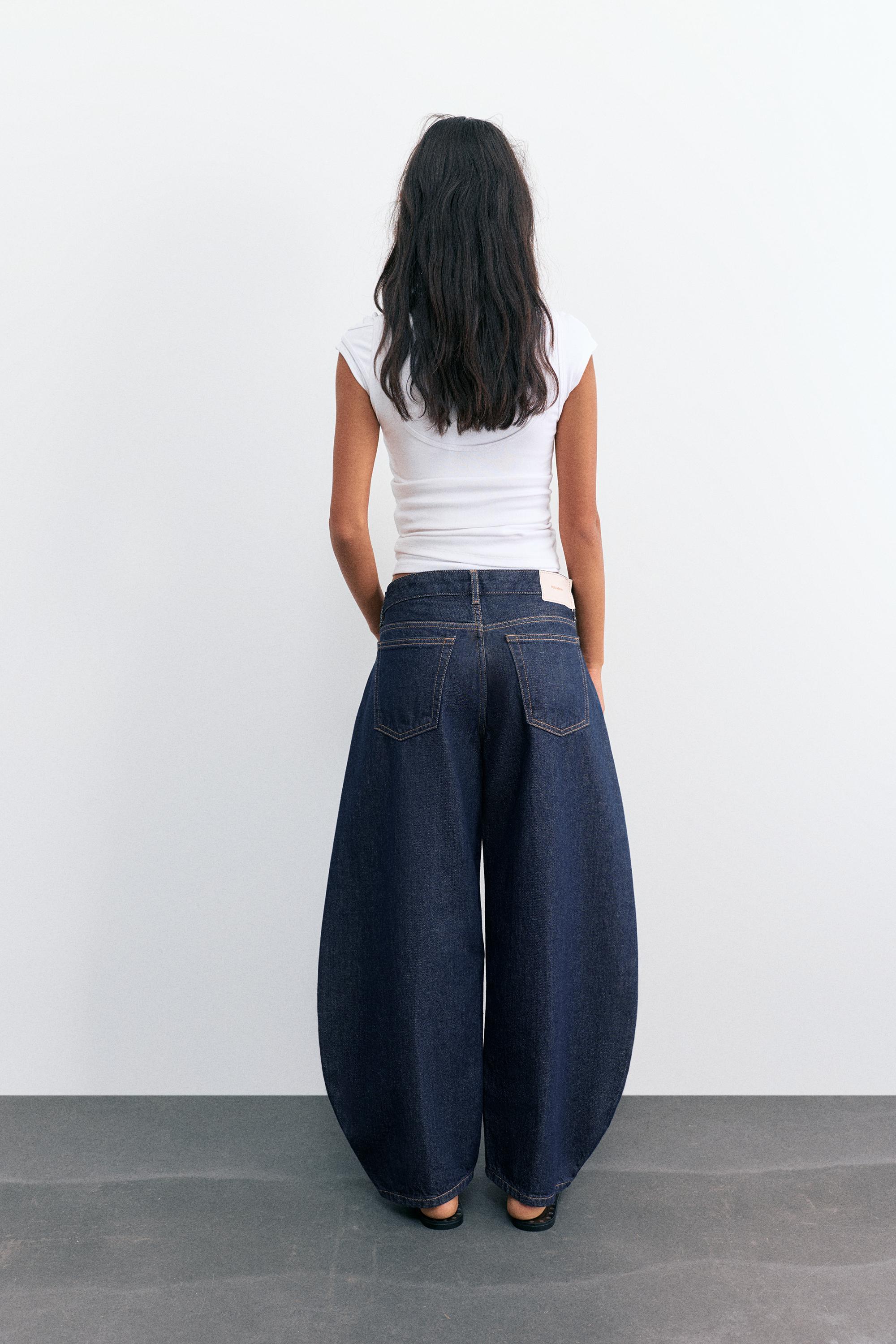 Low-rise barrel jeans — Navy