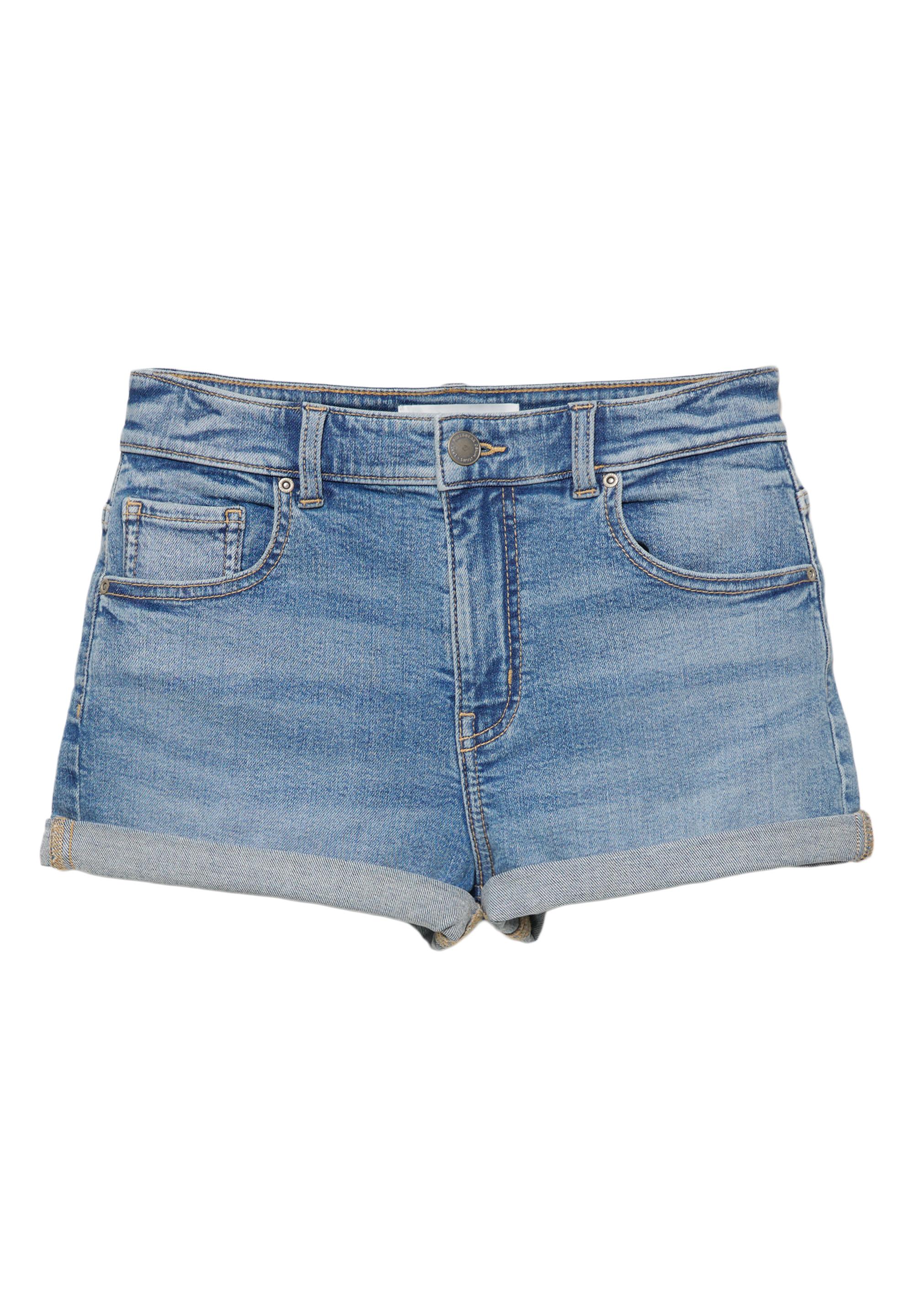 Orta bel denim şort - Görsel 5