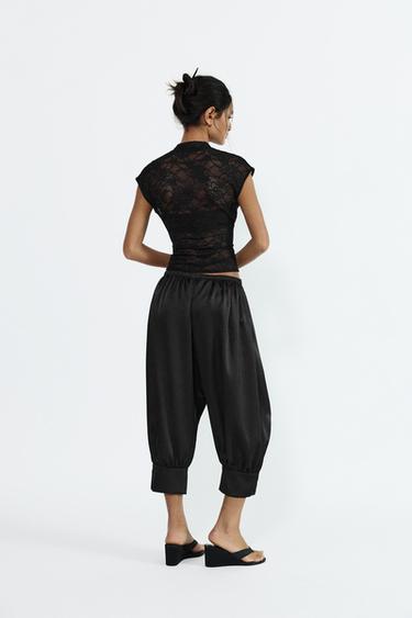 Satin sarouel capris — Black 4