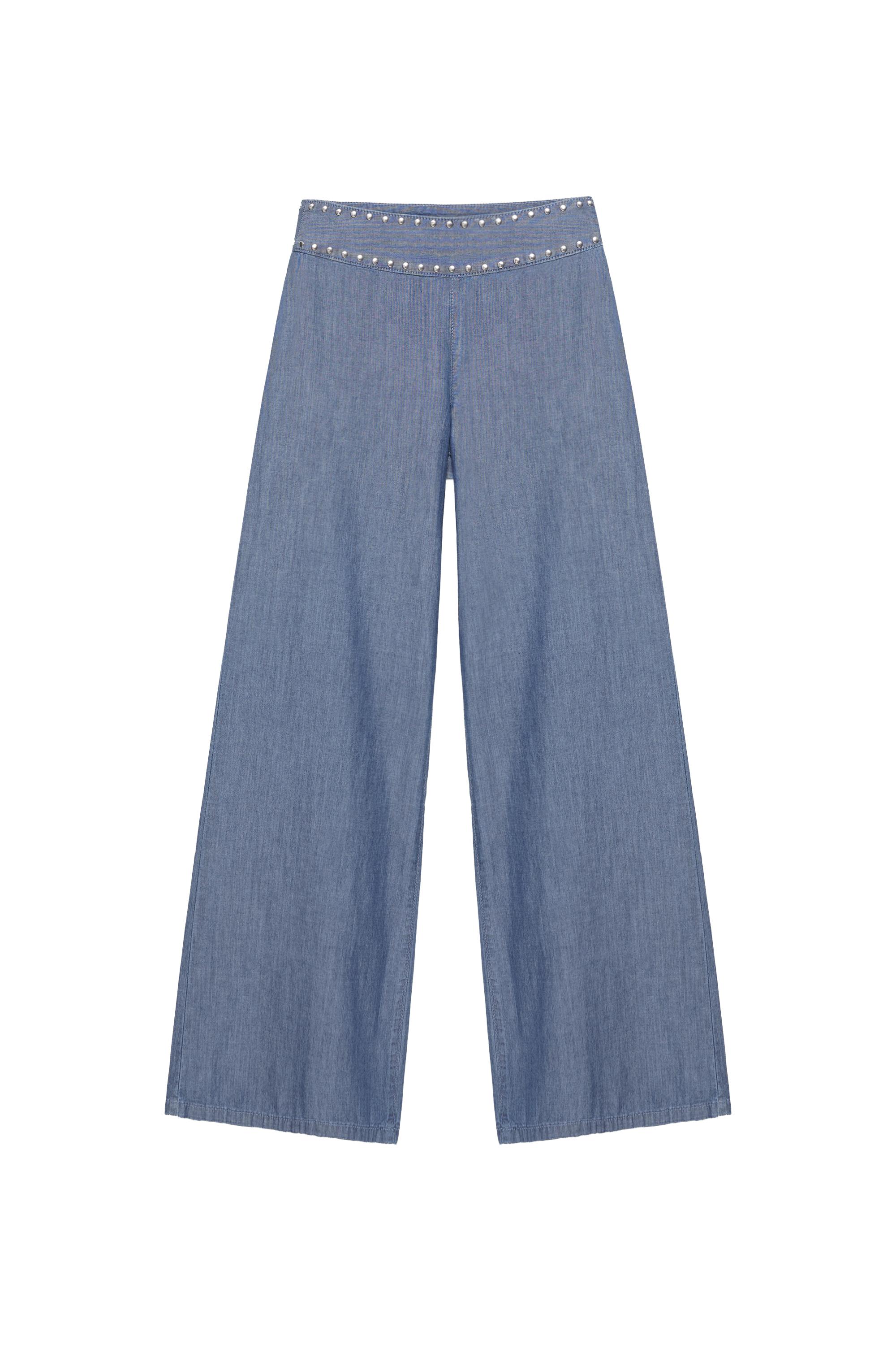 Pull&Bear Zımbalı geniş paça jean görsel 3