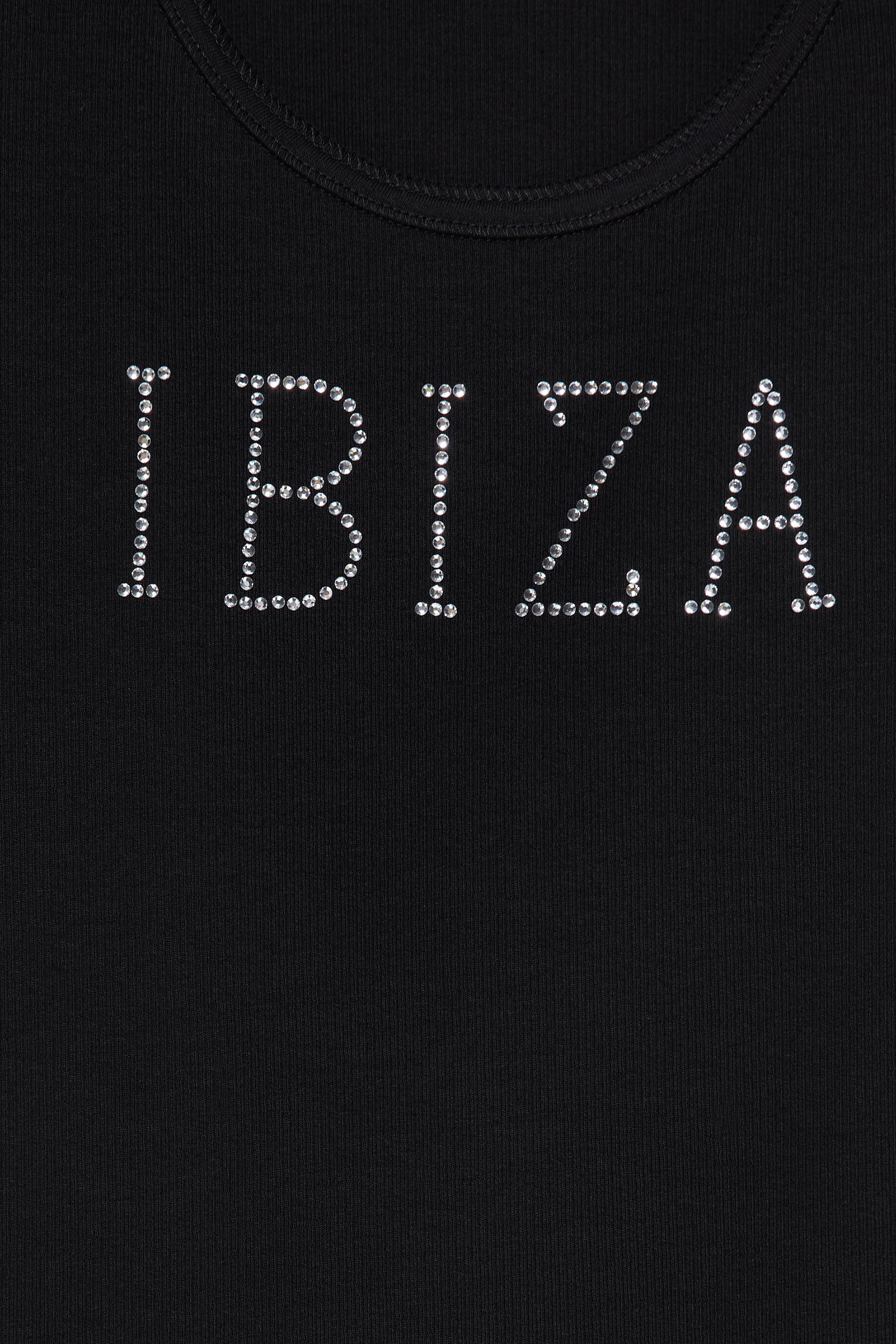 Ibiza rhinestone tank top — Black
