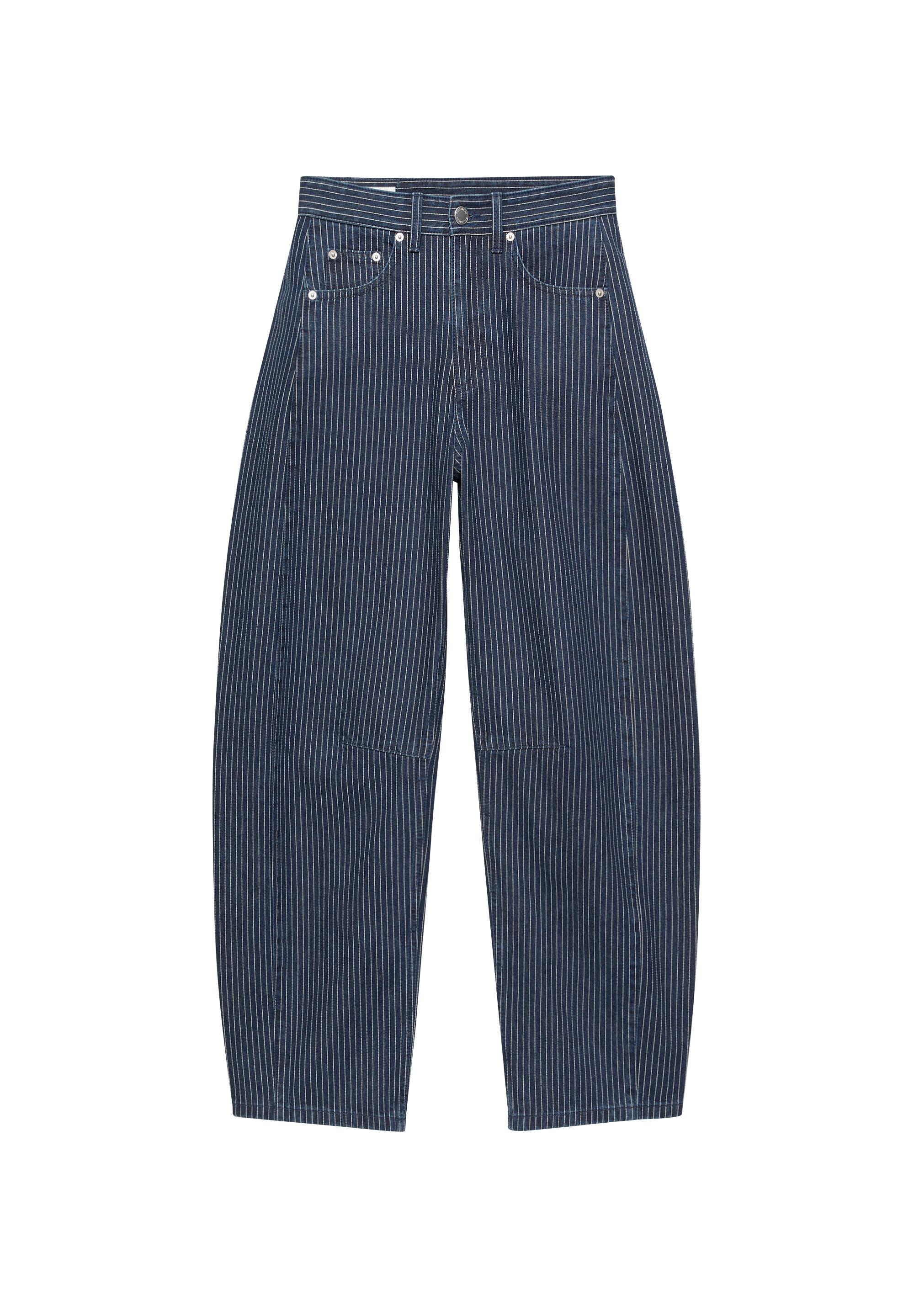 Striped balloon jeans with seams — Medium blue