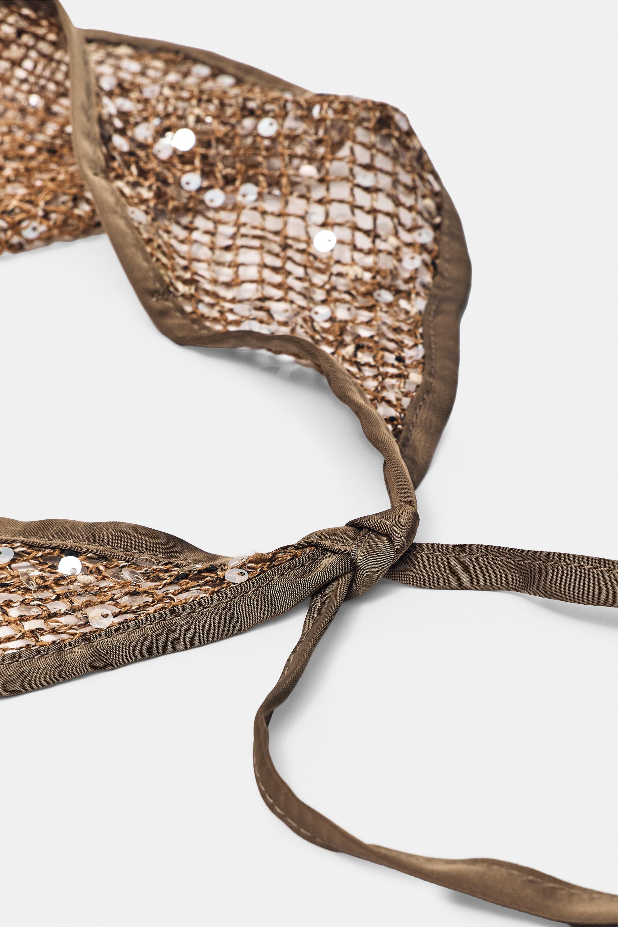 Sequin mesh bandana — Brown