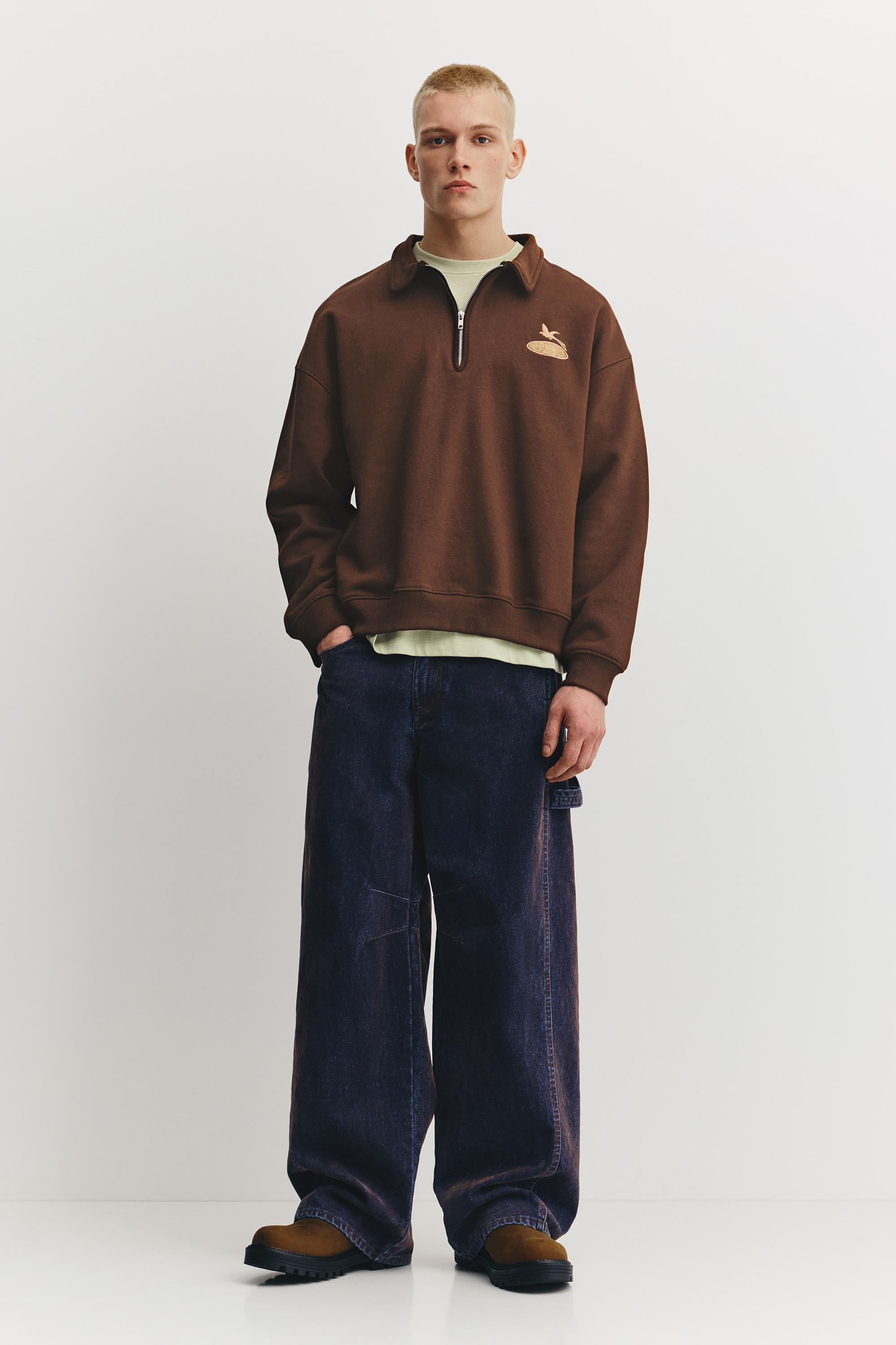 Grafik baskılı polo yaka sweatshirt - Görsel 6