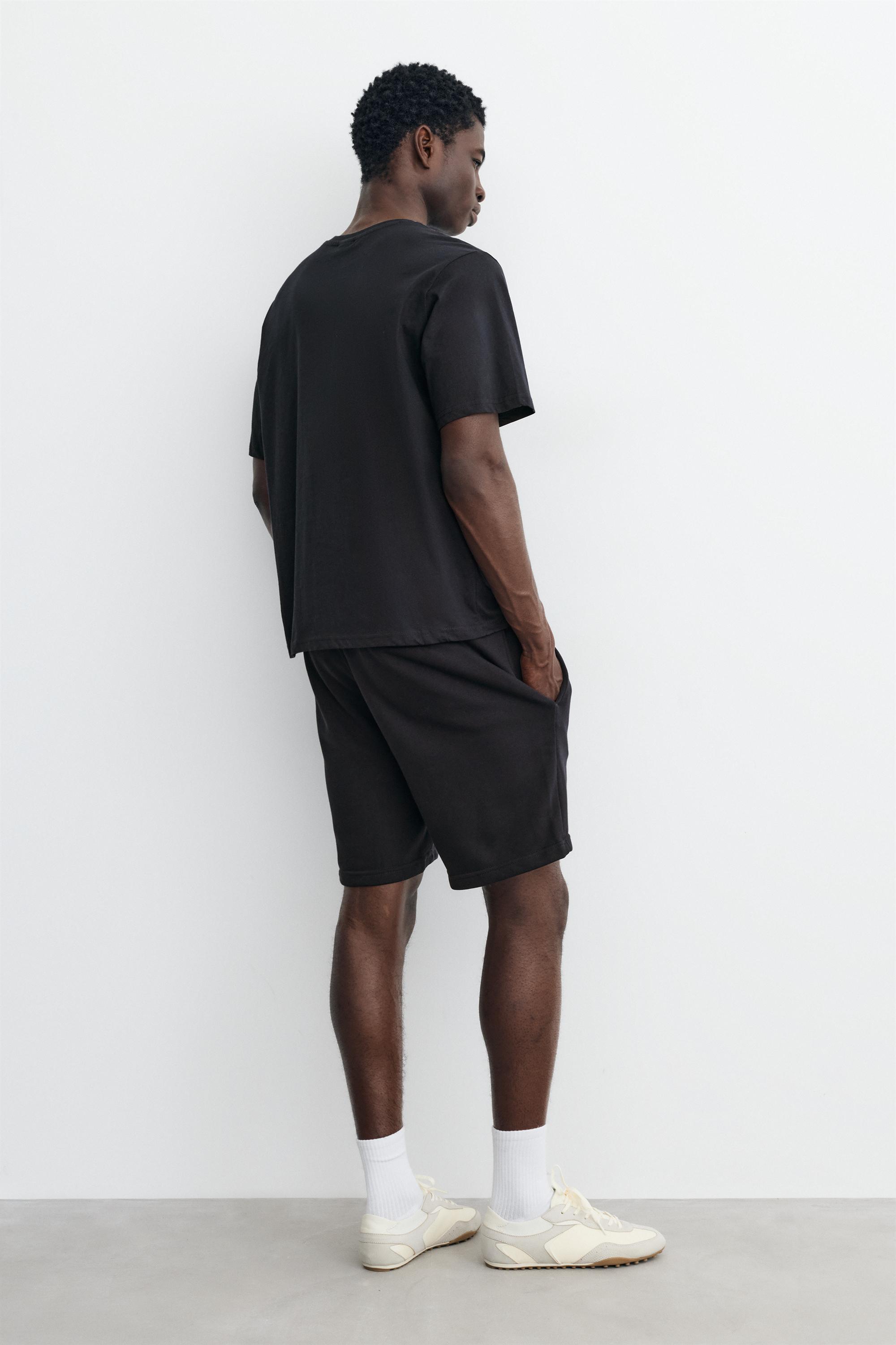 Pack of Bermuda jogger shorts and T-shirt — Dark navy