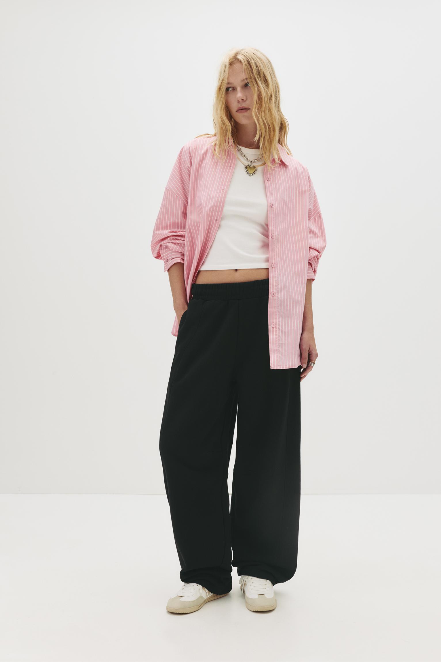 Barrel fit tracksuit trousers — Black