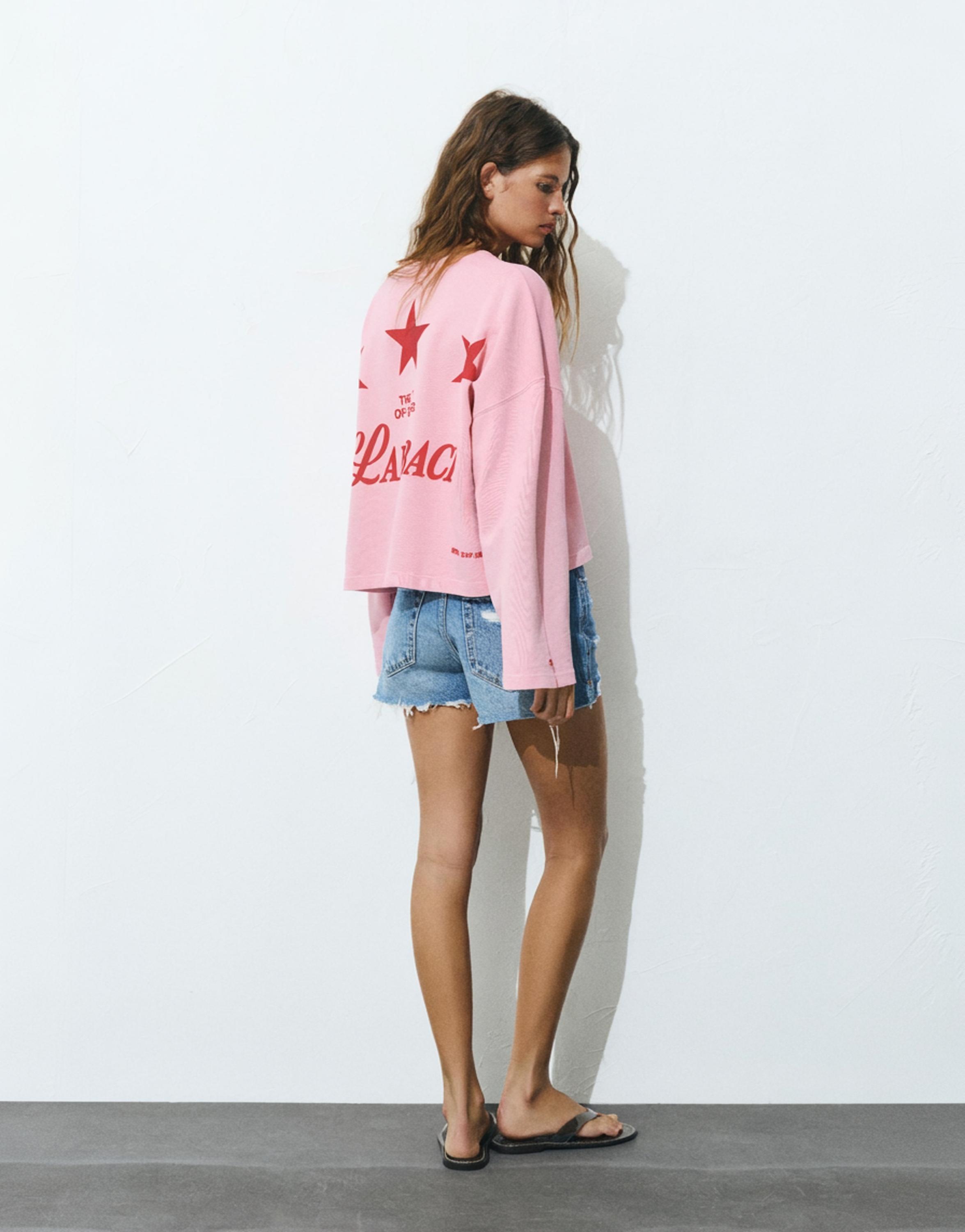 Yıldız desenli bisiklet yaka sweatshirt - Görsel 15