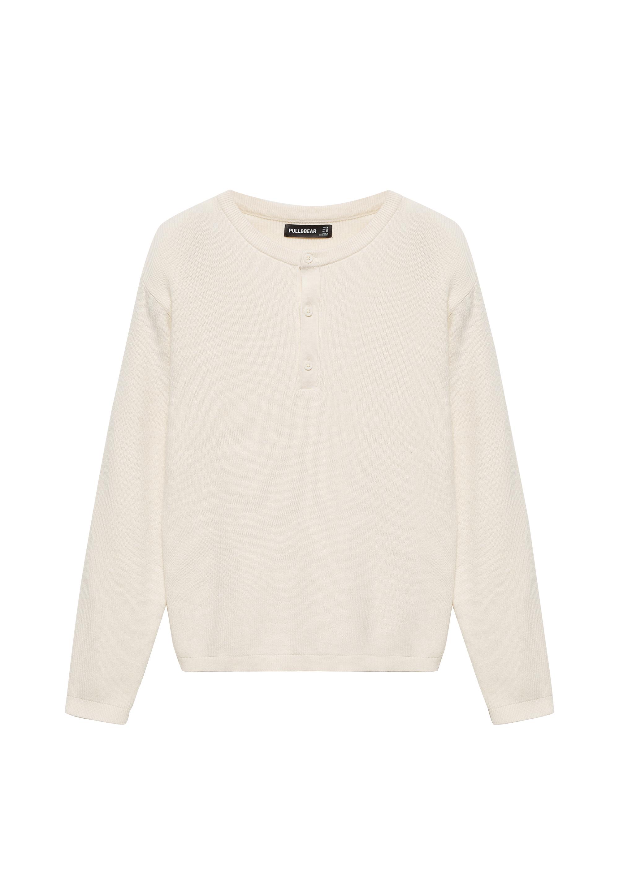 Henley neck jumper — White
