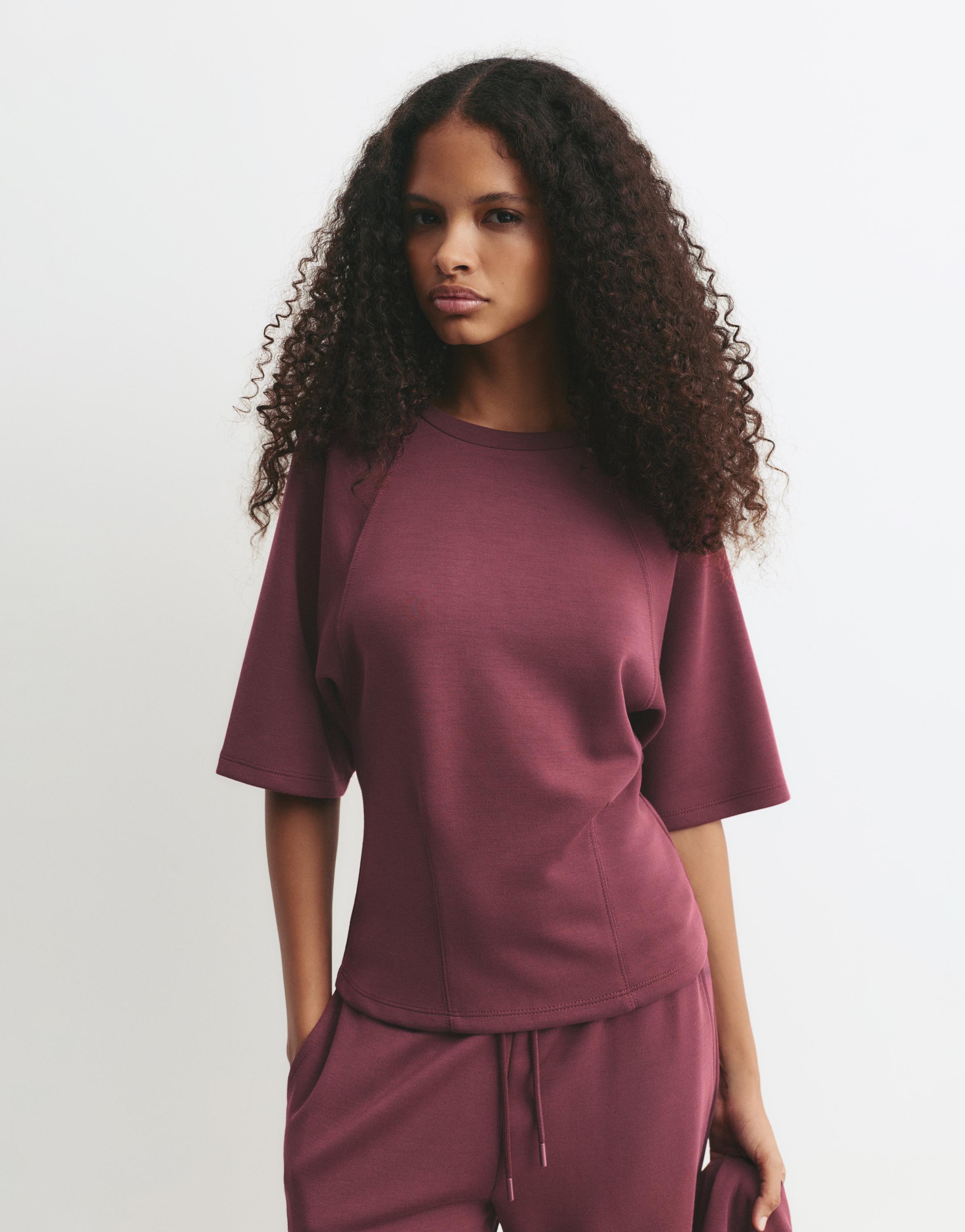 Soft touch short sleeve sweatshirt — Eggplant