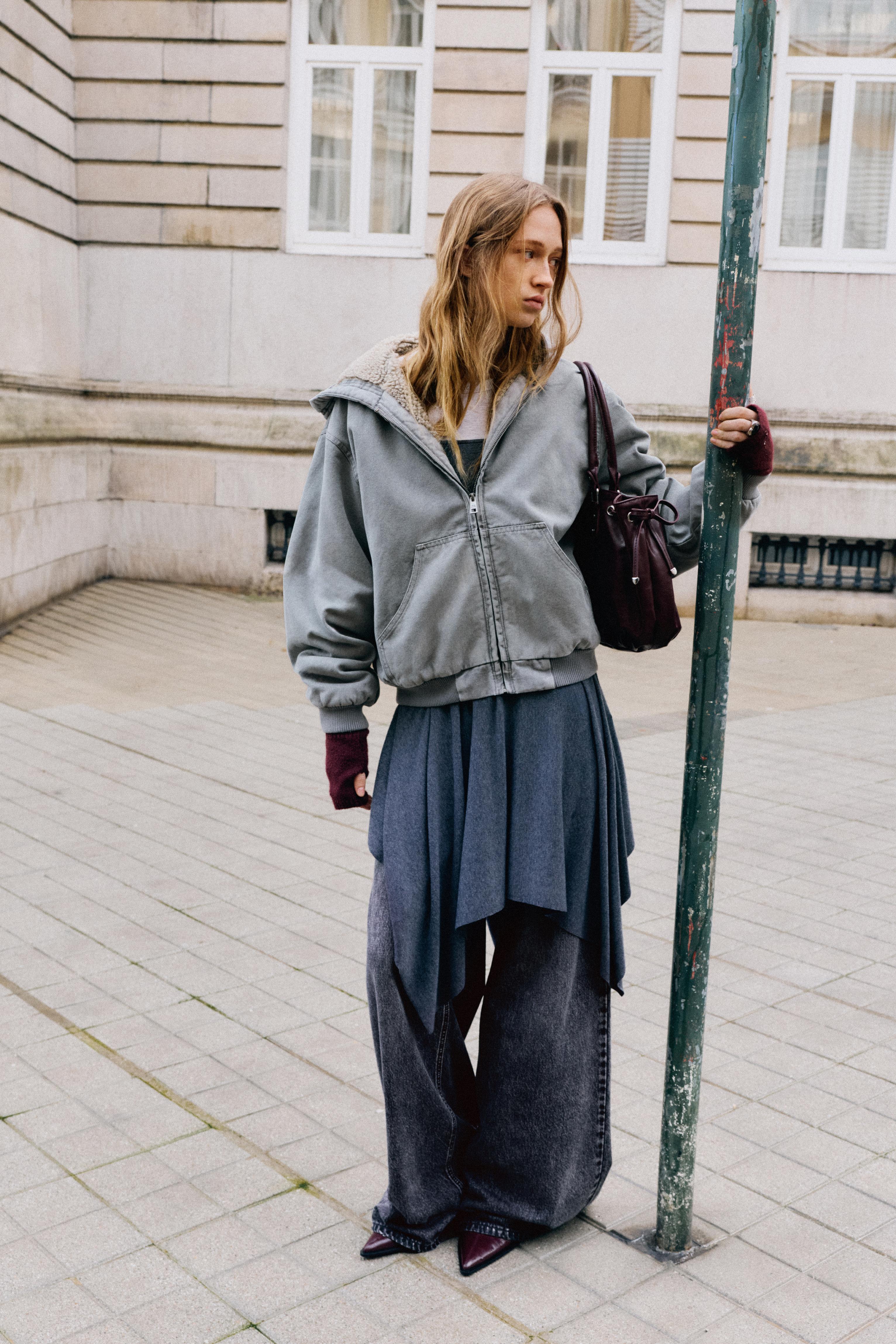 Hooded jacket with faux shearling lining | Pull&Bear United States