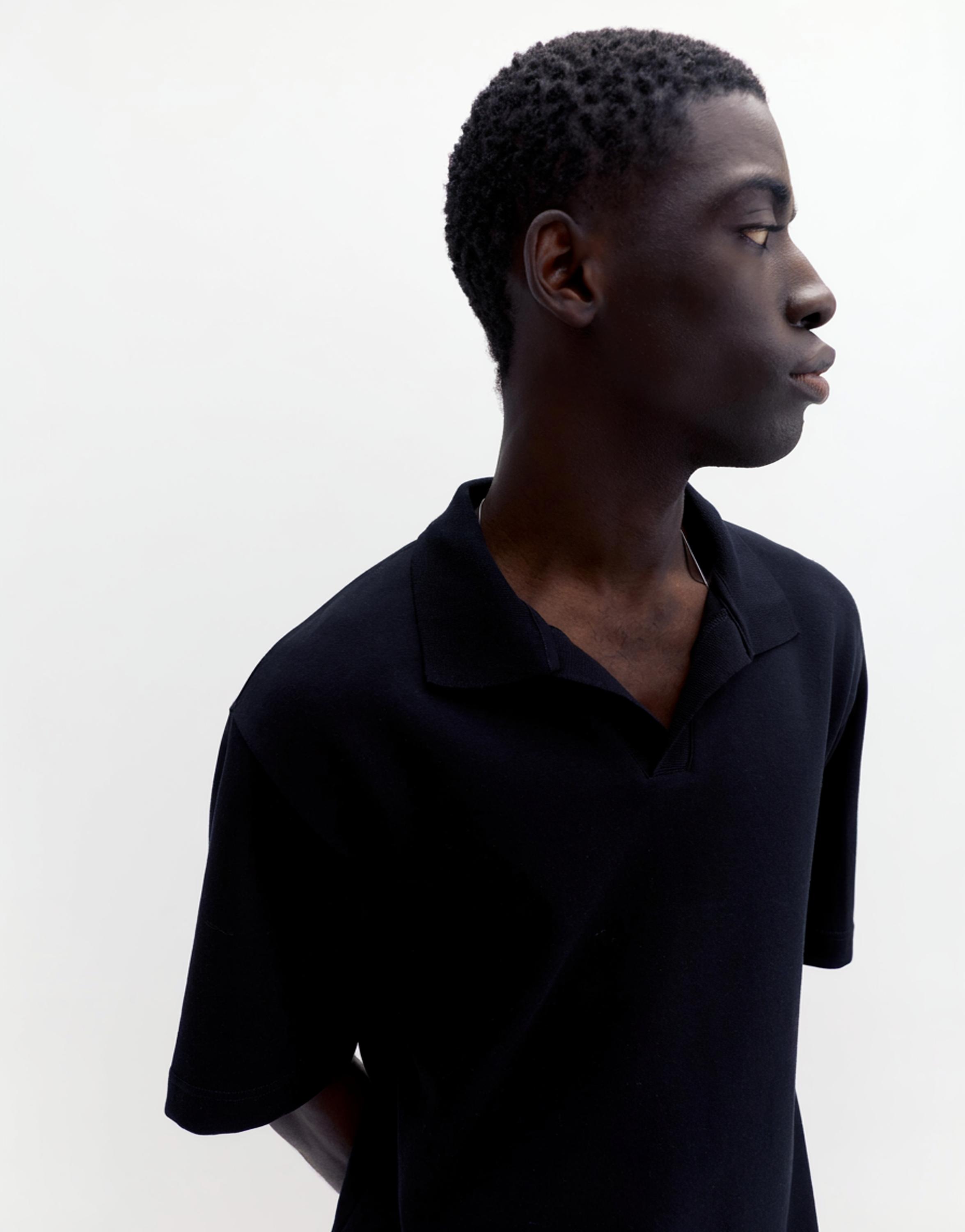 Short sleeve interlock polo shirt — Black