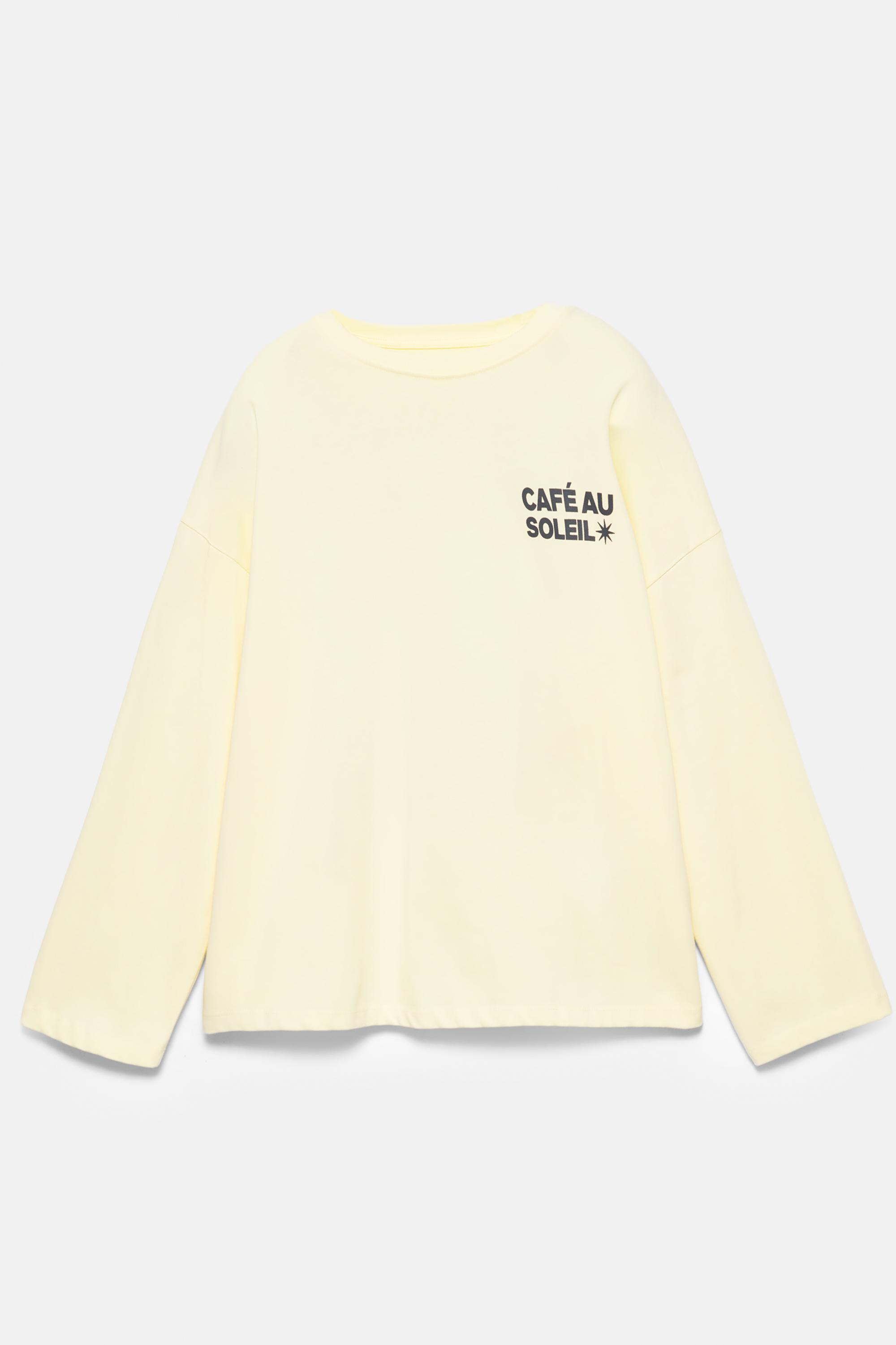 Long sleeve slogan T-shirt — Yellow