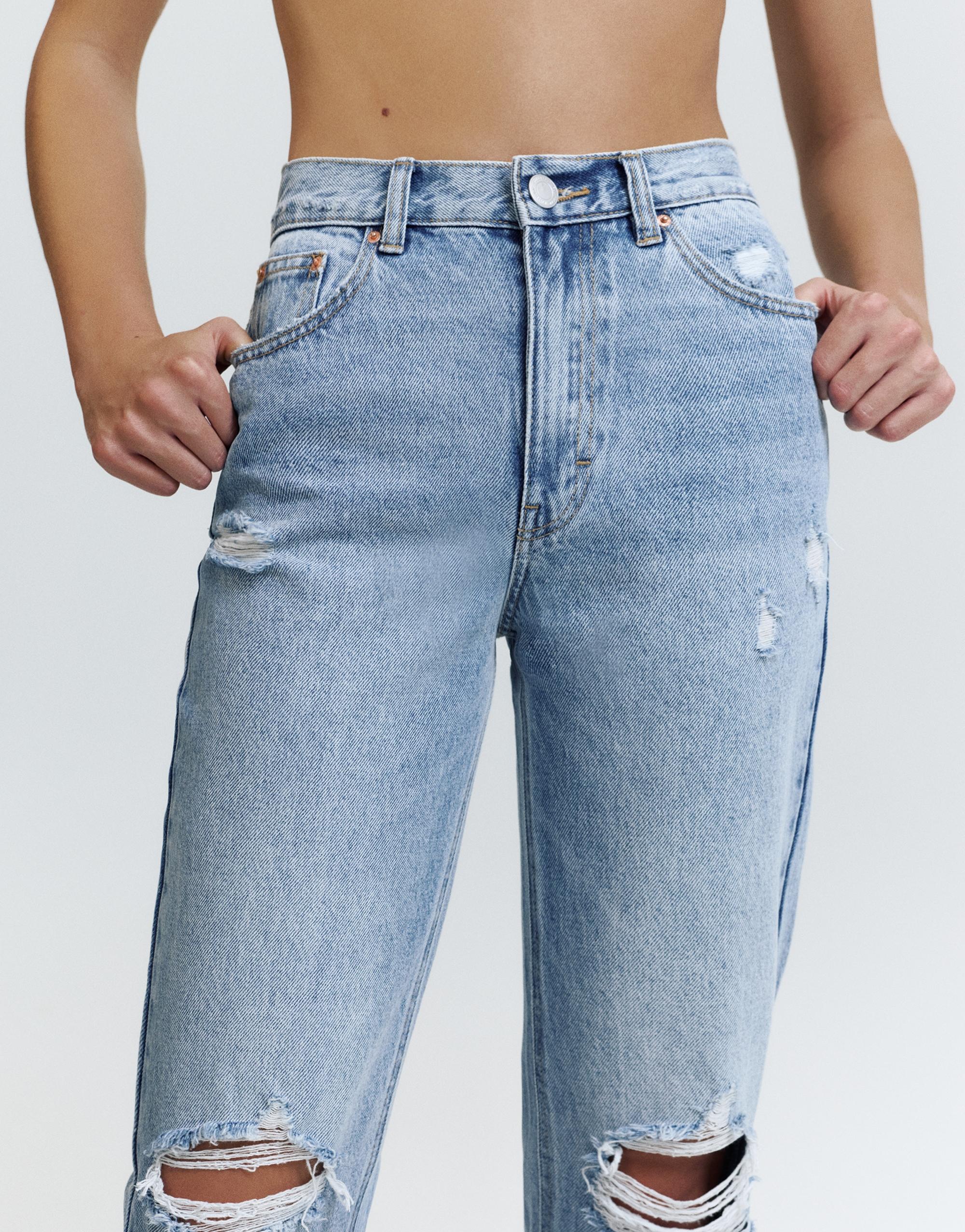 Yırtık mom fit jean - Görsel 28