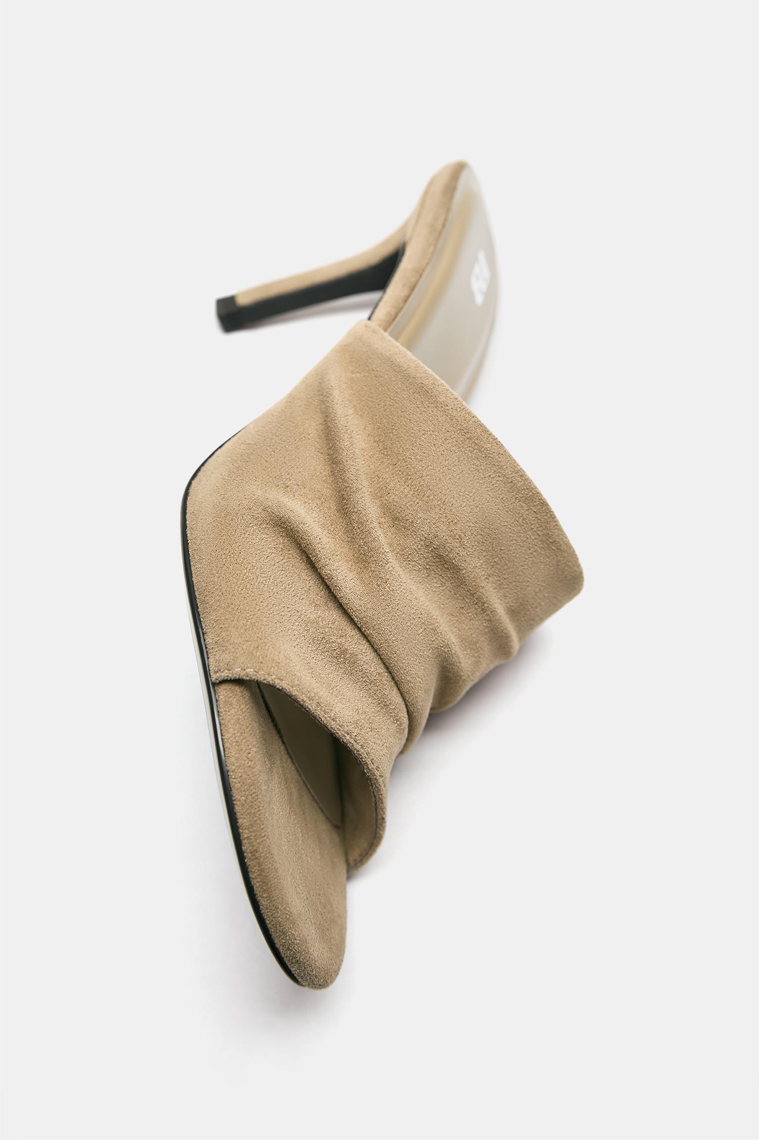 Gathered high-heel sandals — Sand